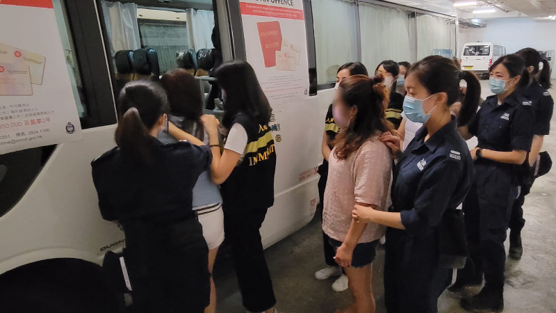 The Immigration Department mounted a series of territory-wide anti-illegal worker operations, including operations codenamed "Twilight" and joint operation with the Hong Kong Police Force codenamed "Champion", on May 17 and yesterday (May 20). Photo shows suspected illegal workers arrested during the operations.