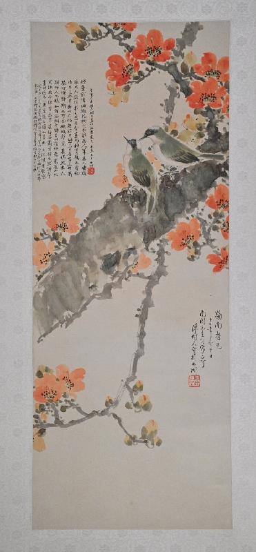The exhibition "Art of the South Nanling: A Selection of Guangdong Painting from the Hong Kong Museum of Art" will be held from tomorrow (June 11) at the Hong Kong Museum of Art. Photo shows the work "Two grey starlings on a kapok" by Chen Shuren.
