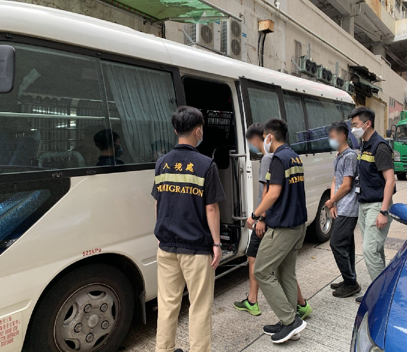 The Immigration Department mounted a series of territory-wide anti-illegal worker operations codenamed "Twilight" from June 15 to 17. Photo shows suspected illegal workers arrested during the operations.