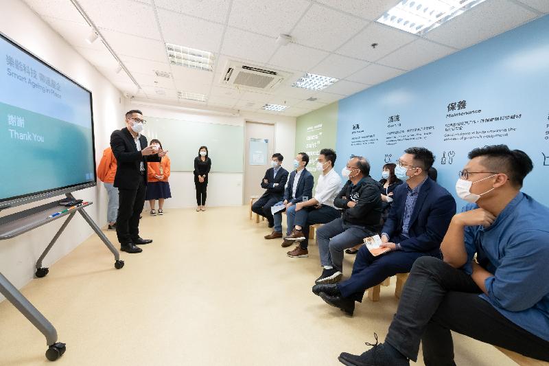 Members of the Legislative Council receive a briefing today (July 20) on Hong Kong's first pilot scheme on Gerontech Education and Rental Service. 