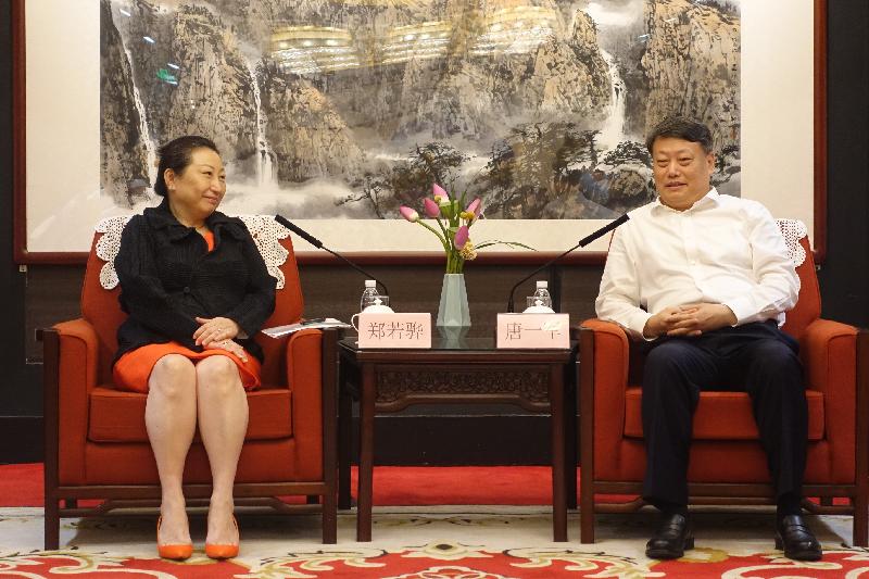 The Secretary for Justice, Ms Teresa Cheng, SC (left), met with the Minister of Justice, Mr Tang Yijun (right), in Beijing this afternoon (July 29).