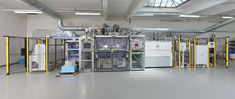 Funded by the Re-industrialisation Funding Scheme, smart production lines with electrospinning machines (pictured) under the project "Setting up of smart electrospinning production lines for nanofiber filter material" will be established at the Advanced Manufacturing Centre in Tseung Kwan O Industrial Estate for production of nanofiber filter material (photo provided by Nanoshields Technology Limited).