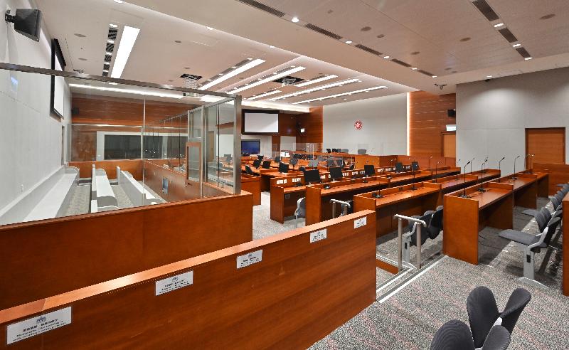 Members of the Legislative Council Panel on Administration of Justice and Legal Services today (August 20) visited the West Kowloon Law Courts Building (WKLCB). Photo shows the newly renovated Mega Court at the WKLCB.