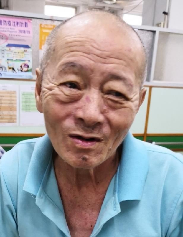 Wong Tai-yau, aged 65, is about 1.58 metres tall, 47 kilograms in weight and of thin build. He has a round face with yellow complexion and short white hair. He was last seen wearing a yellow short-sleeved T-shirt, grey pants, black shoes and carrying a blue backpack.