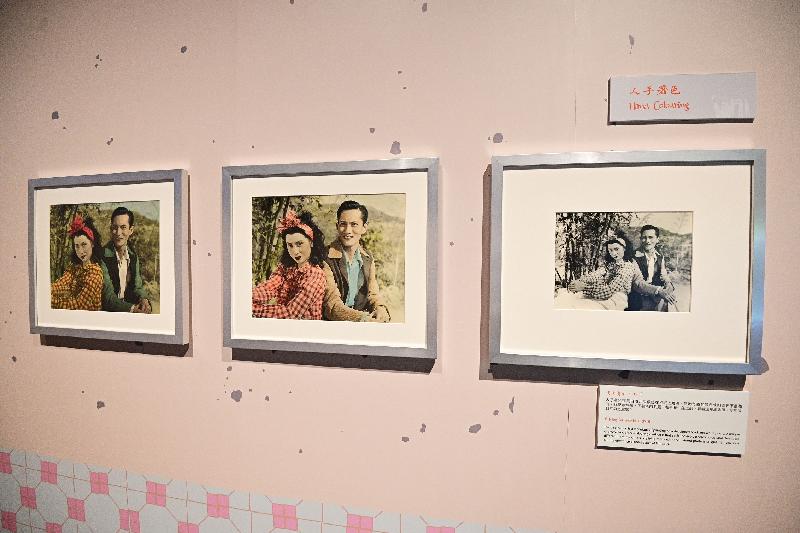The exhibition "Tales of the Film Stills", organised by the Hong Kong Film Archive (HKFA) of the Leisure and Cultural Services Department, is being held from today (November 5) to March 13 next year at the Exhibition Hall of the HKFA. Photo shows hand-painted coloured stills.