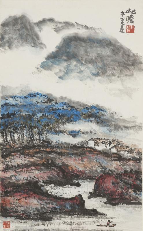 The Hong Kong Museum of Art has received over 1 000 precious artworks including Chinese paintings and calligraphy from the Jingguanlou collection. About 60 of the newly donated items will be showcased in the "Contemplation: Highlights of the Donation of the Jingguanlou Collection" exhibition from November 26 (Friday). Picture shows the painting "River village with clouds" by Zhu Qizhan (1892-1996).