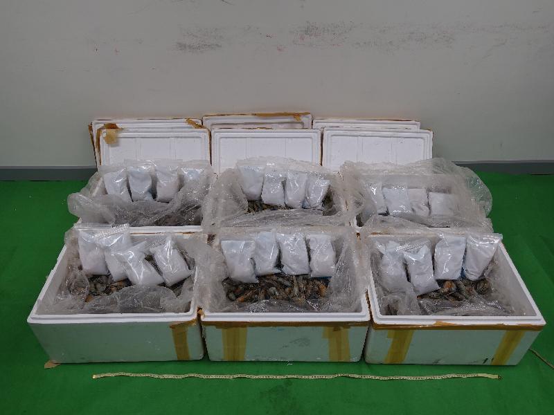 Hong Kong Customs seized about 12 kilograms of suspected liquid methamphetamine with an estimated market value of about $10 million at Hong Kong International Airport yesterday (November 26). Photo shows the suspected liquid methamphetamine seized.