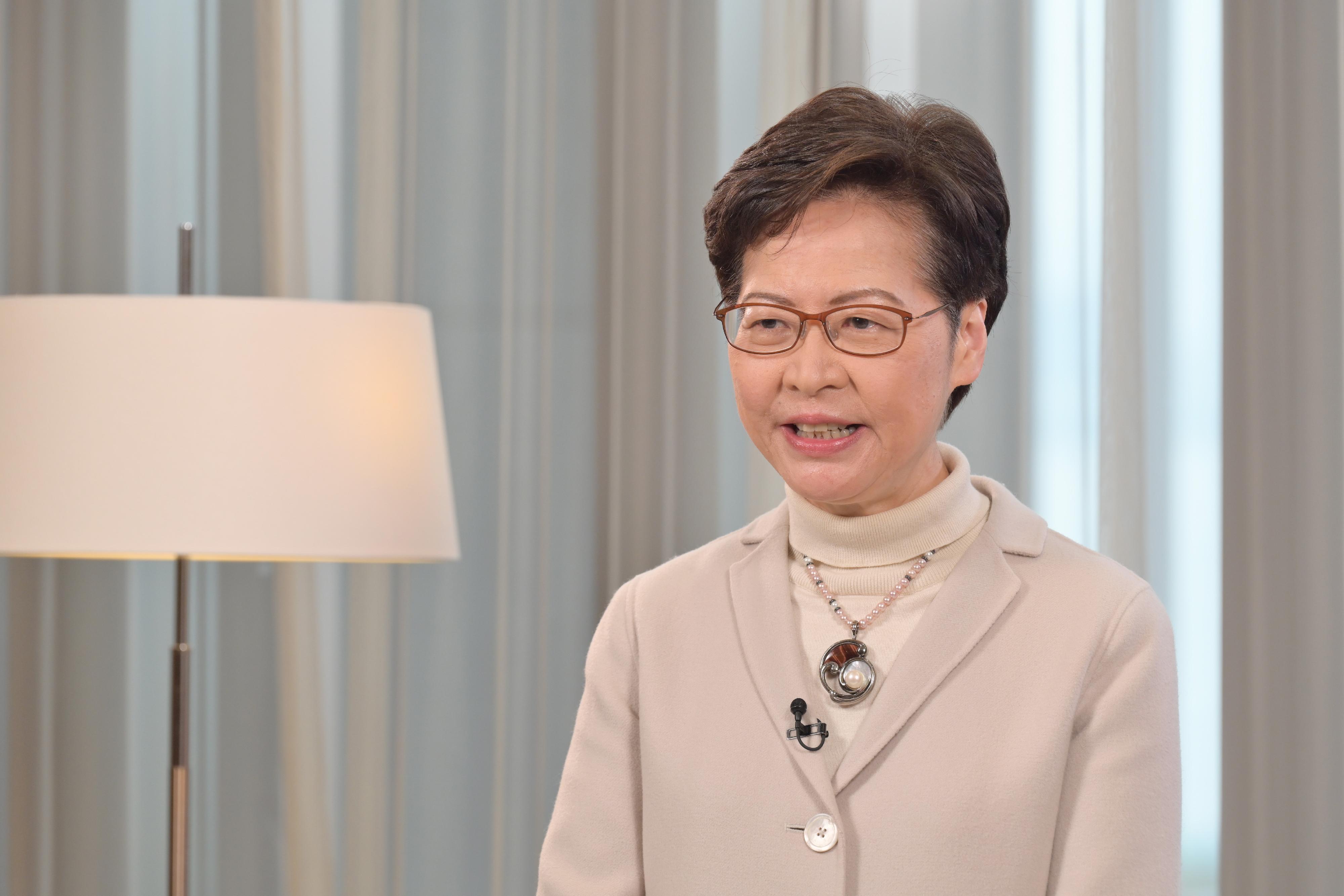 行政長官林鄭月娥今日（十二月二十八日）在第十二屆「央視財經論壇．香港」透過視像致辭。