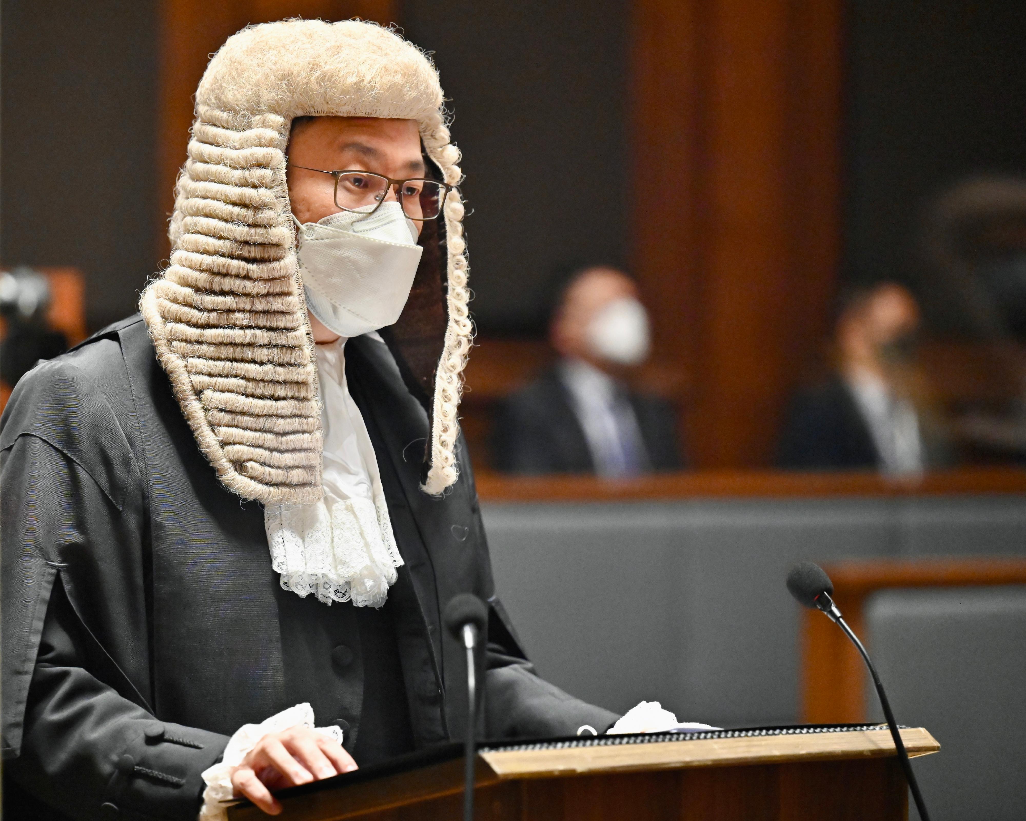 香港大律師公會主席杜淦堃資深大律師今日（一月二十四日）在二○二二年法律年度開啟典禮上發表演辭。