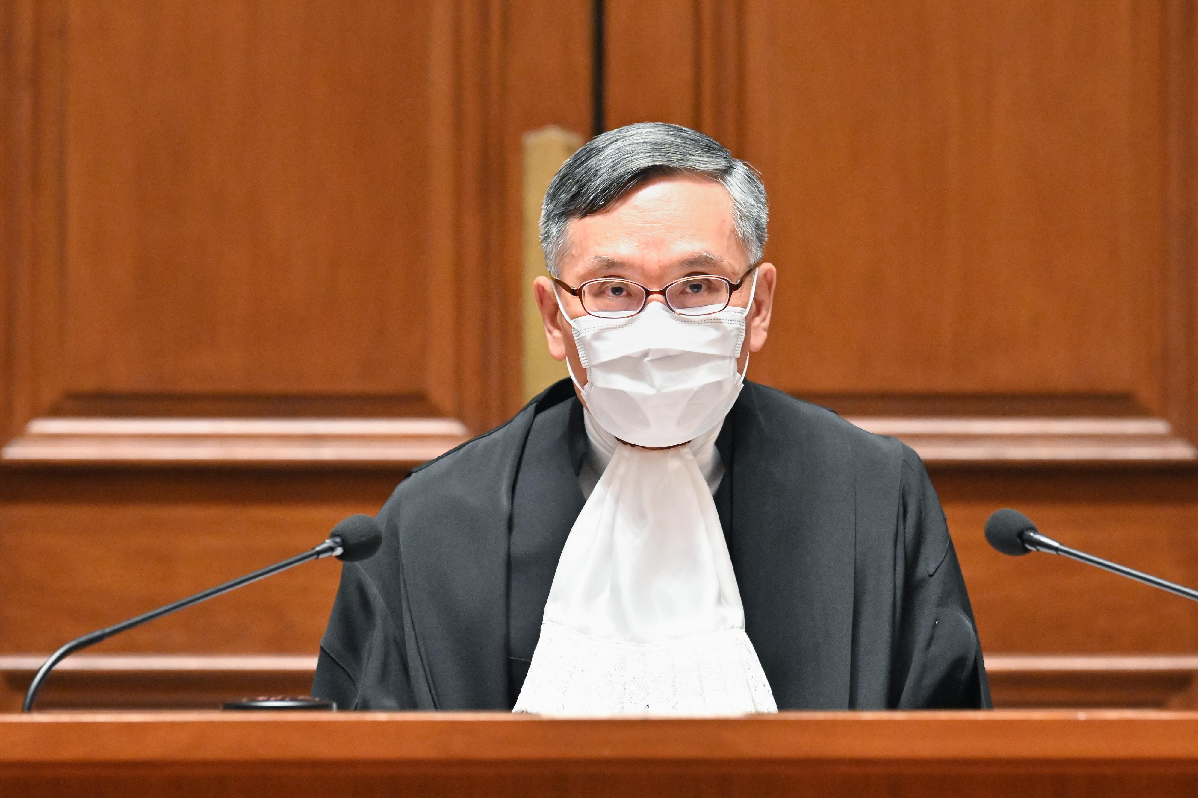 The Chief Justice of the Court of Final Appeal, Mr Andrew Cheung Kui-nung, today (January 24) gives an address at the Ceremonial Opening of the Legal Year 2022.