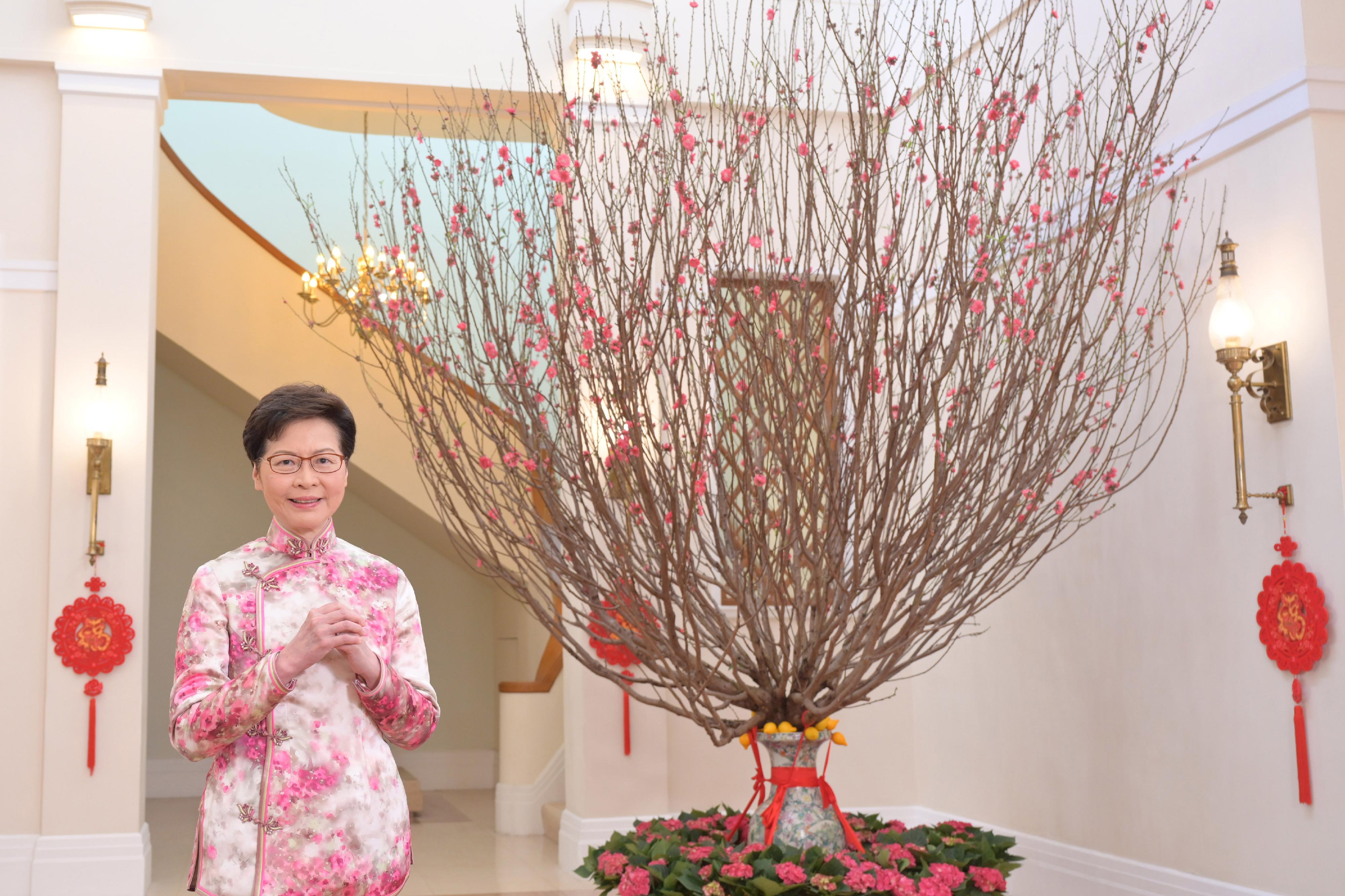 行政長官林鄭月娥今日（一月三十一日）發表農曆新年賀辭，恭祝全港市民身體健康、家庭和睦、萬事如意。