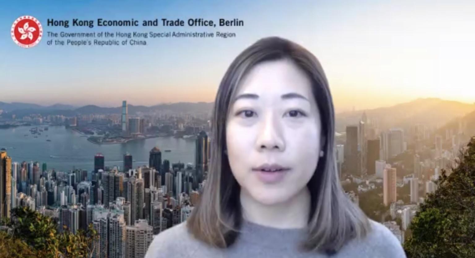 The Director of the Hong Kong Economic and Trade Office, Berlin, Ms Jenny Szeto, speaks about Hong Kong's vibrant arts scene at an online seminar on February 15 (Warsaw time).