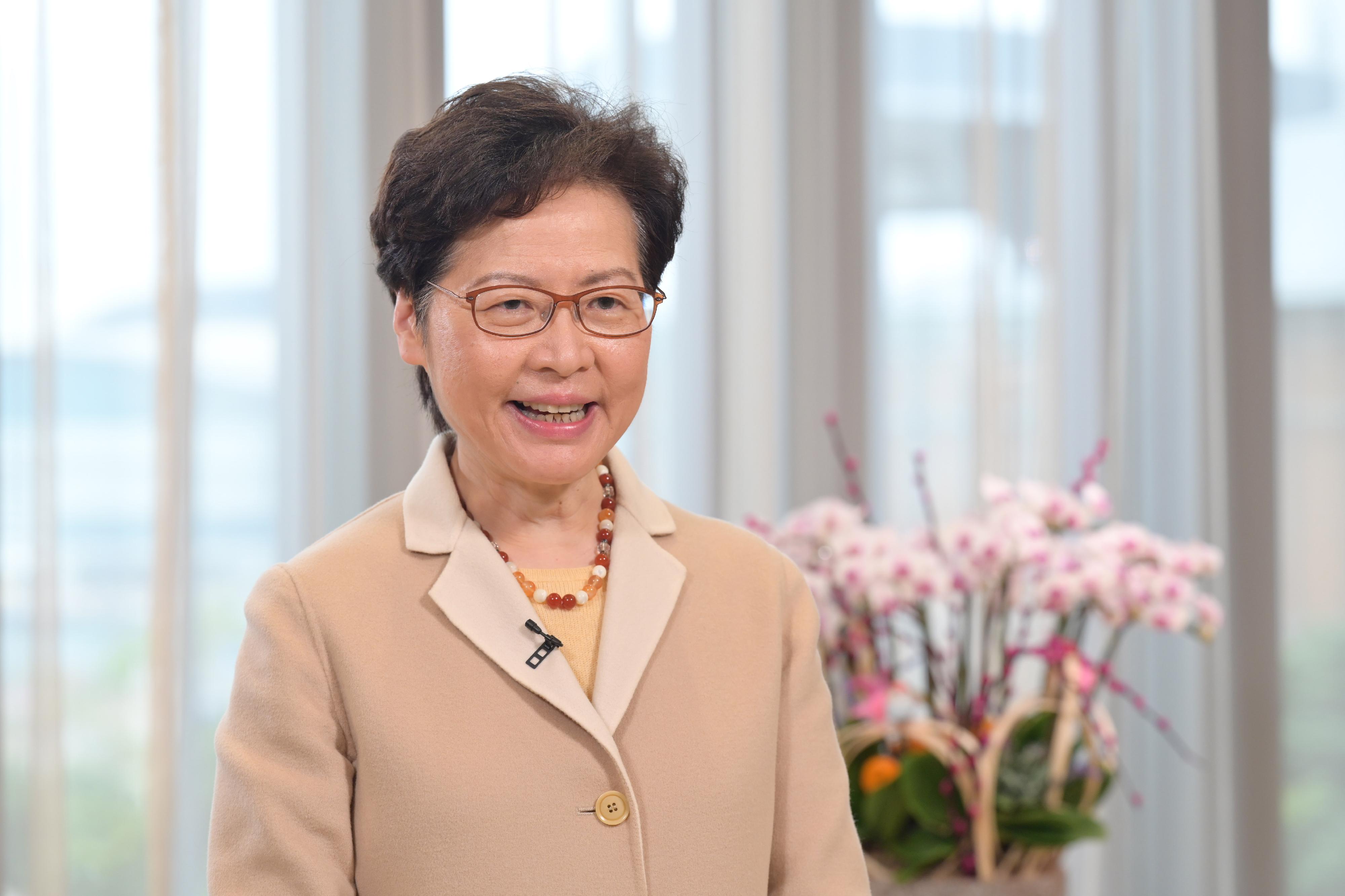 行政長官林鄭月娥今日（二月二十五日）在第50屆香港藝術節開幕典禮通過視像致辭。