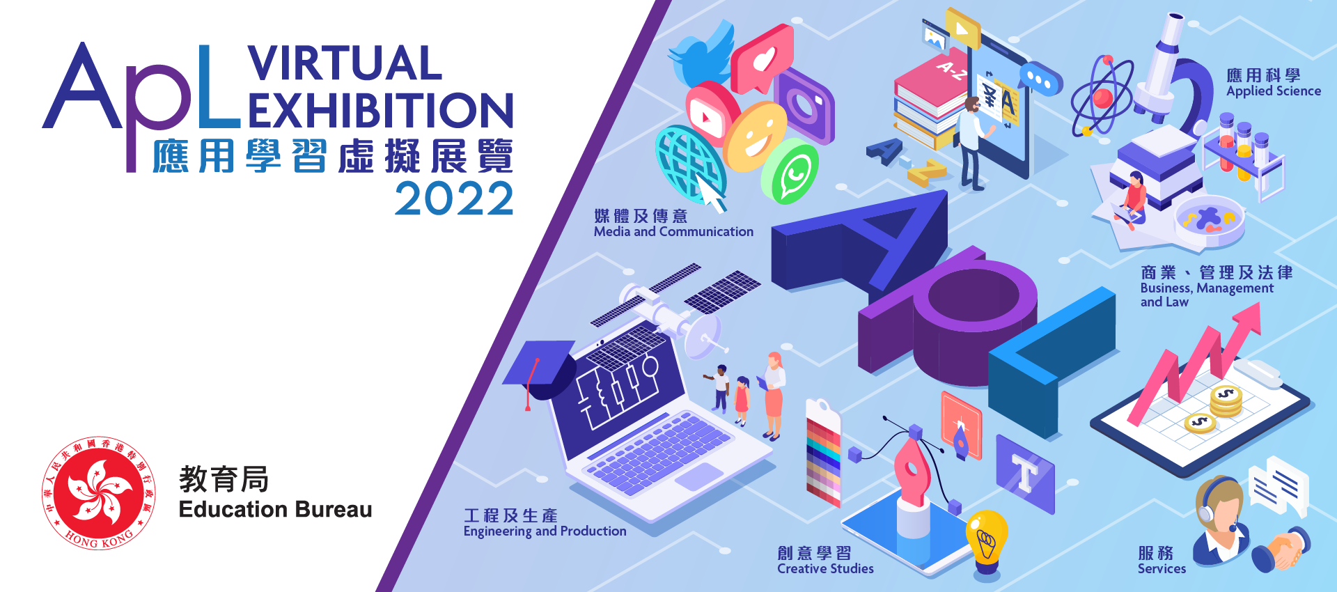 教育局與應用學習課程的提供機構合辦「應用學習虛擬展覽2022」。