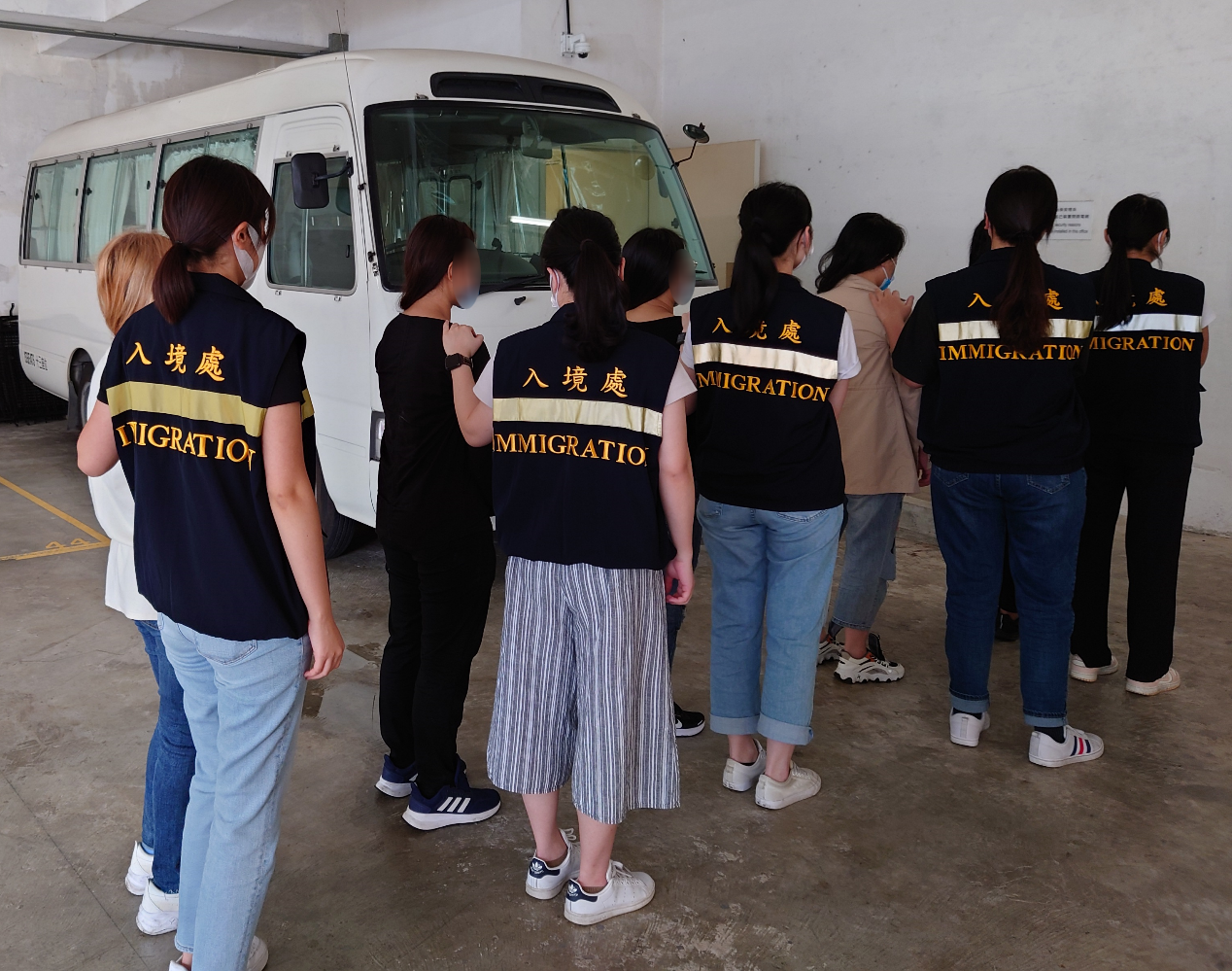 The Immigration Department mounted a series of territory-wide anti-illegal worker operations, including operations codenamed "Twilight" and joint operations with the Hong Kong Police Force codenamed "Champion", for three consecutive days from April 11 to yesterday (April 13). Photo shows suspected illegal workers arrested during the operations.