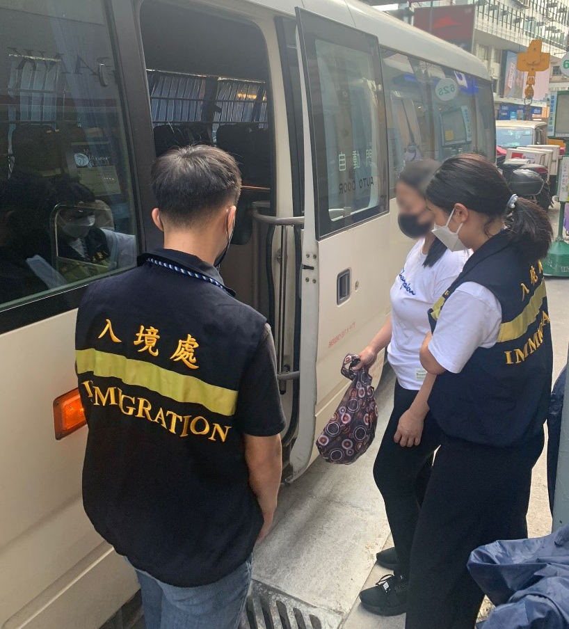 The Immigration Department mounted a series of territory-wide anti-illegal worker operations codenamed "Twilight" and "Lightshadow" and a joint operation with the Hong Kong Police Force codenamed "Champion" for four consecutive days from April 25 to April 28. Photo shows a suspected illegal worker arrested during an operation.