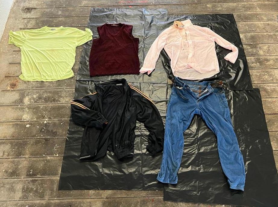 Clothes worn by the deceased when he was found.
