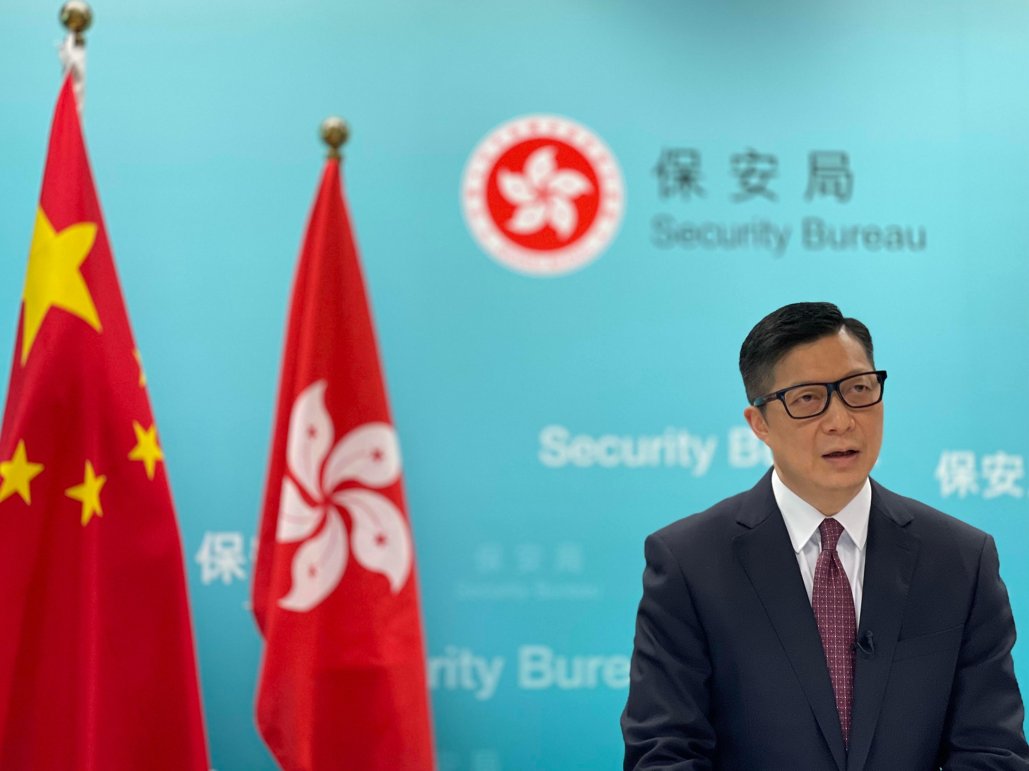 保安局局長鄧炳強今日（五月二十八日）下午以視象形式在《香港國安法》法律論壇──興邦定國致辭。