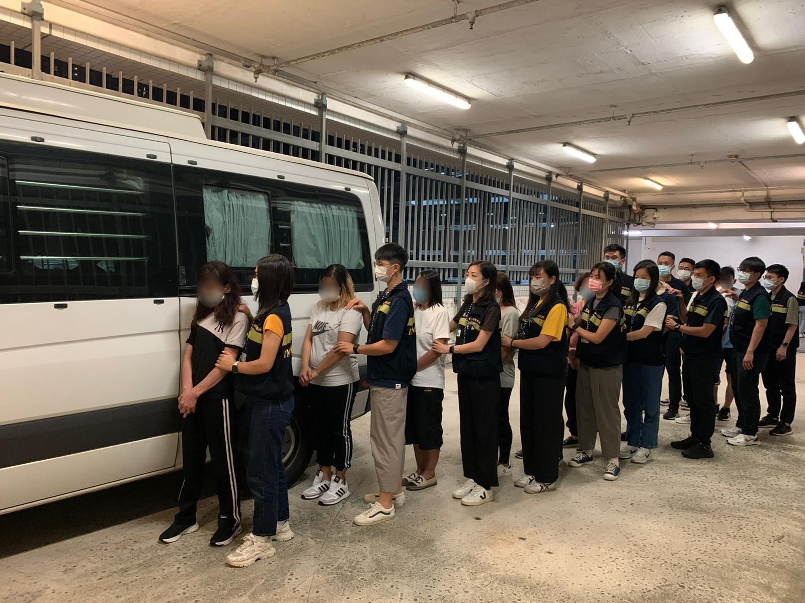 The Immigration Department mounted a series of territory-wide anti-illegal worker operations codenamed "Lightshadow" and "Twilight" for three consecutive days from June 27 to yesterday (June 29). Photo shows suspected illegal workers arrested during an operation.