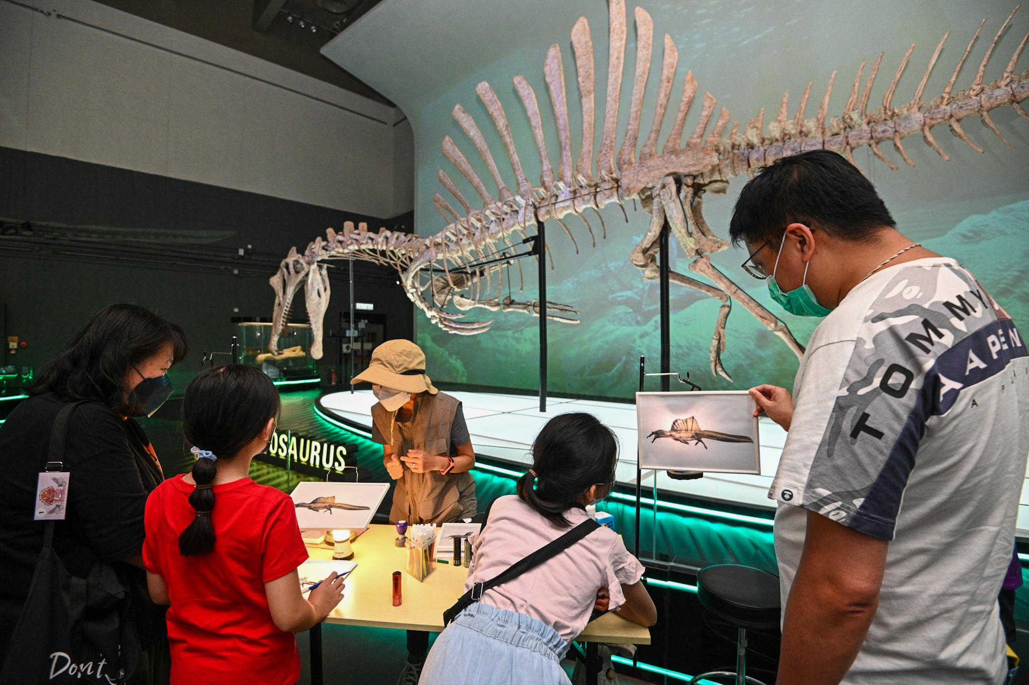 The Hong Kong Science Museum held the first session of "A Night with Dinosaurs" sleepover programme last night (August 5). Participants learnt more about Spinosaurus in an activity at the gallery.