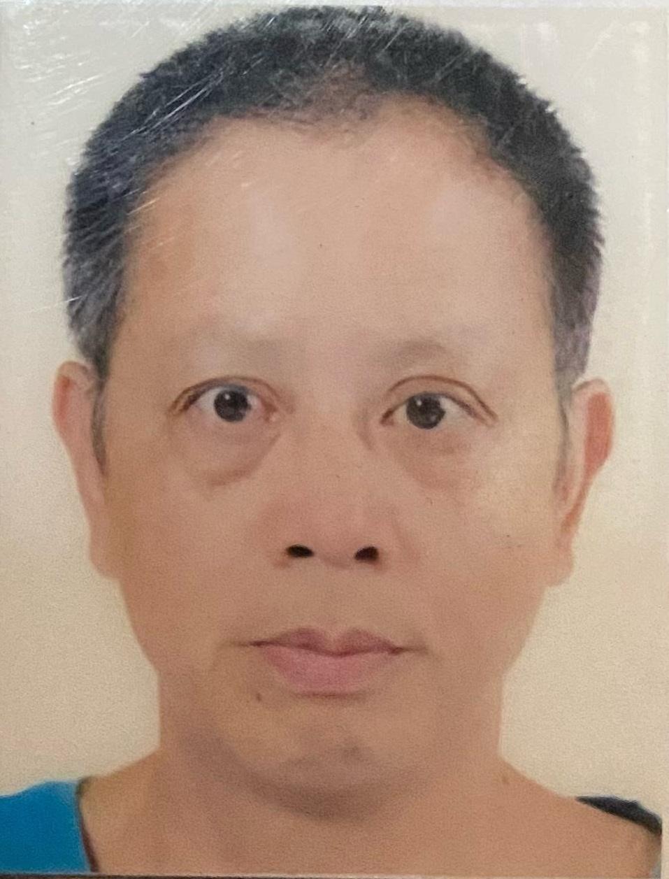 Chung Chi-yuen, aged 57,  is about 1.65 metres tall, 50 kilograms in weight and of thin build. He has a long face with yellow complexion and is bald. He was last seen wearing a red and black short-sleeved polo shirt, black trousers, dark-coloured sneakers and carrying a dark-coloured sling bag.