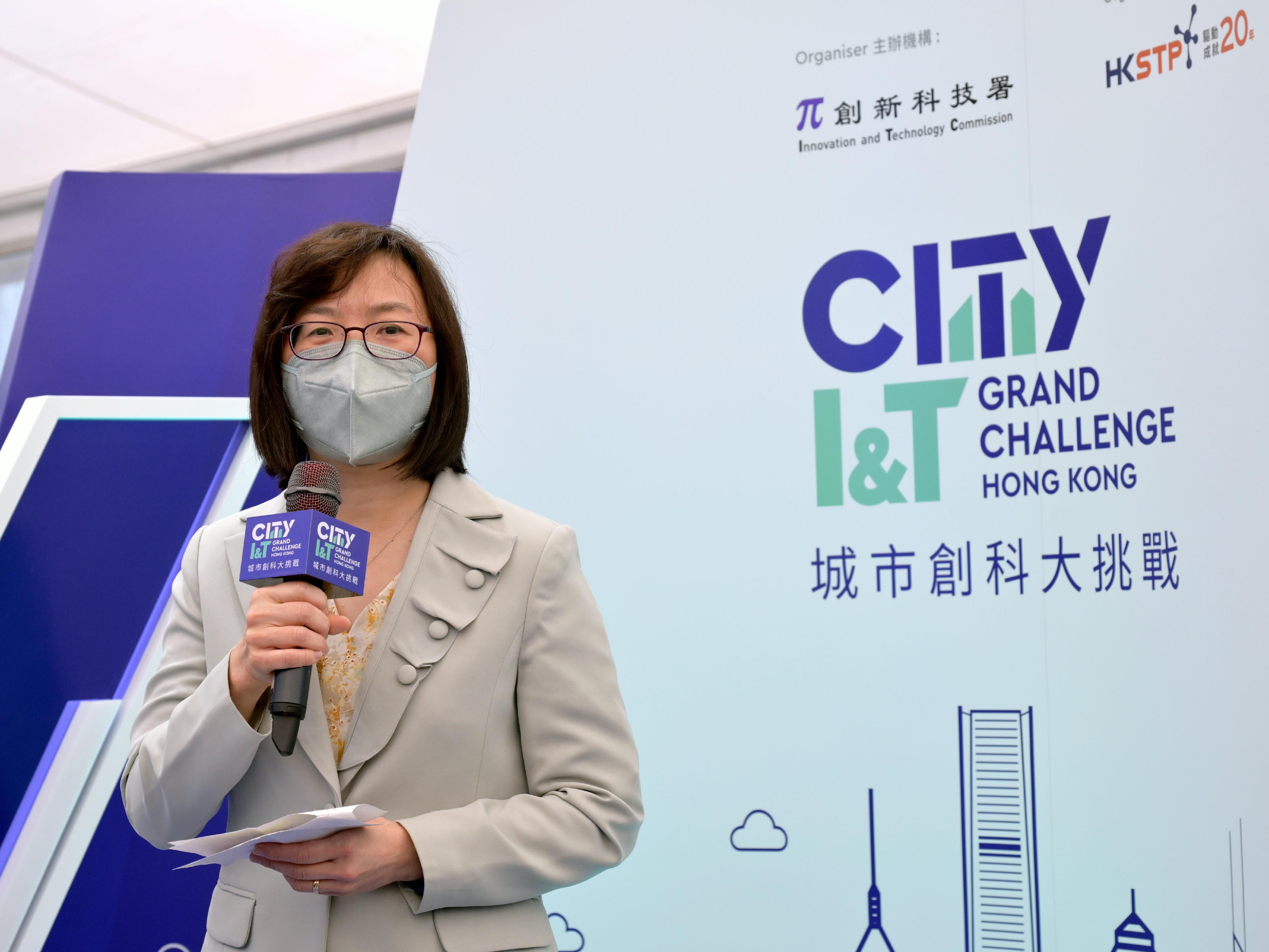 創新科技署署長潘婷婷今日（十月二十二日）在「城市創科大挑戰」創意展傳媒導賞環節致辭。