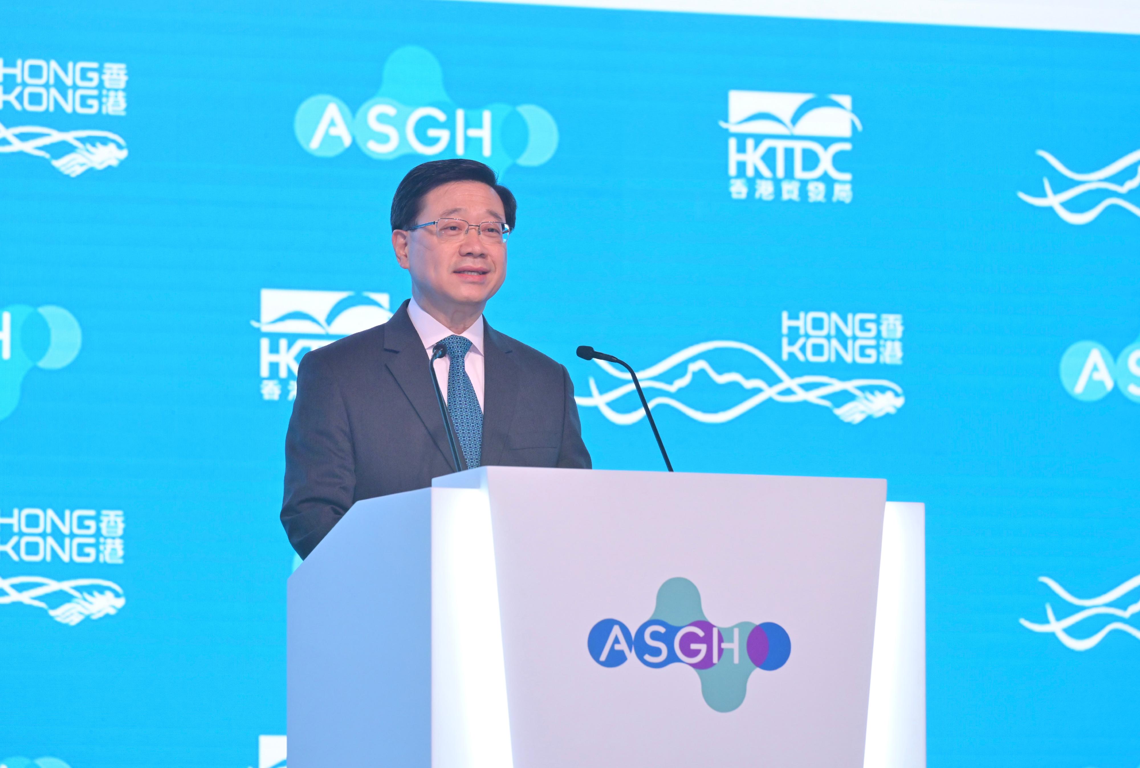 The Chief Executive, Mr John Lee, speaks at the Asia Summit on Global Health today (November 10). 