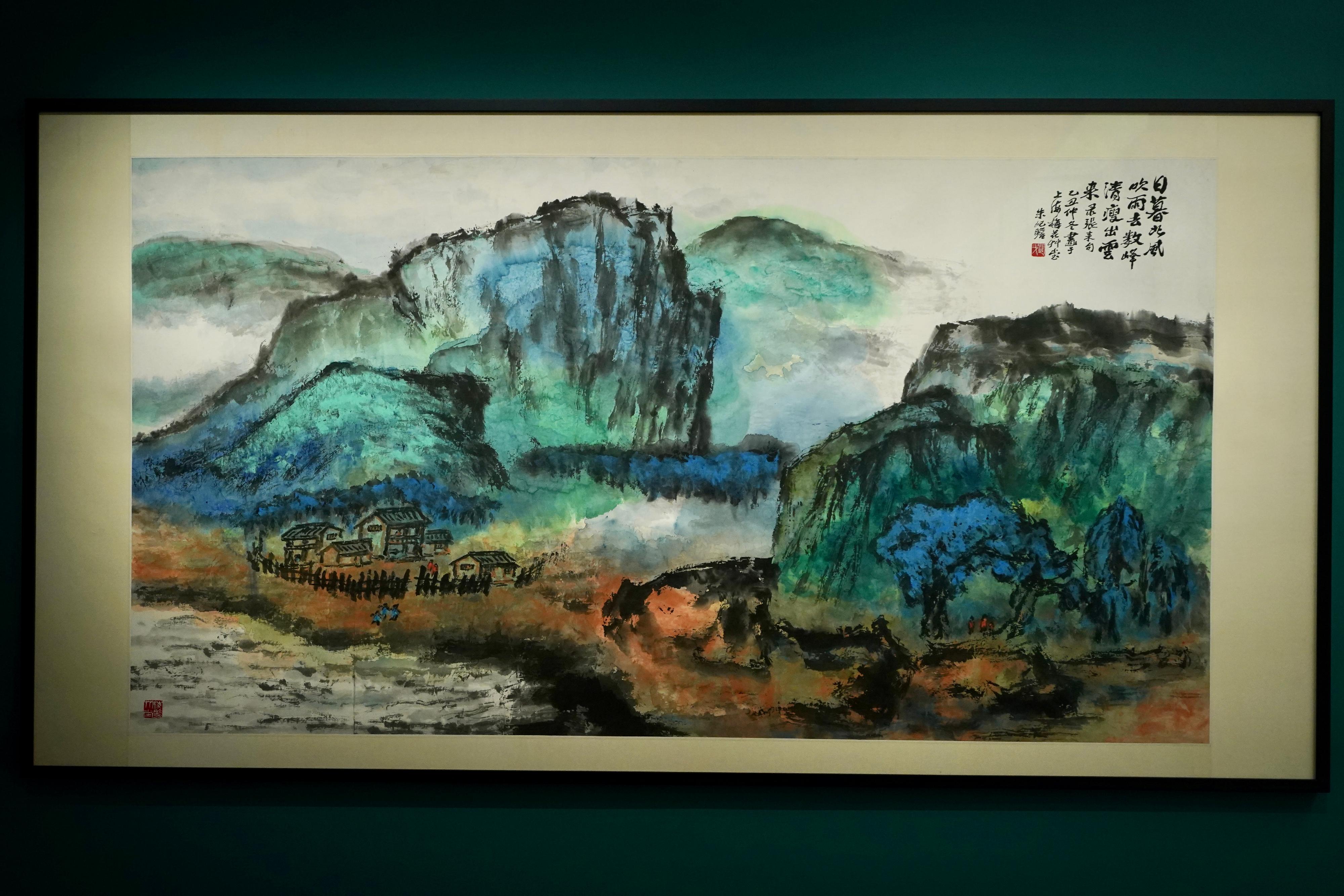 香港藝術館推出新展覽「瞻緣昔彩──靜觀樓藏朱屺瞻作品選」，展出已故海派畫家朱屺瞻逾八十套，繪於各時期的代表畫作。圖示《日暮北風》。 