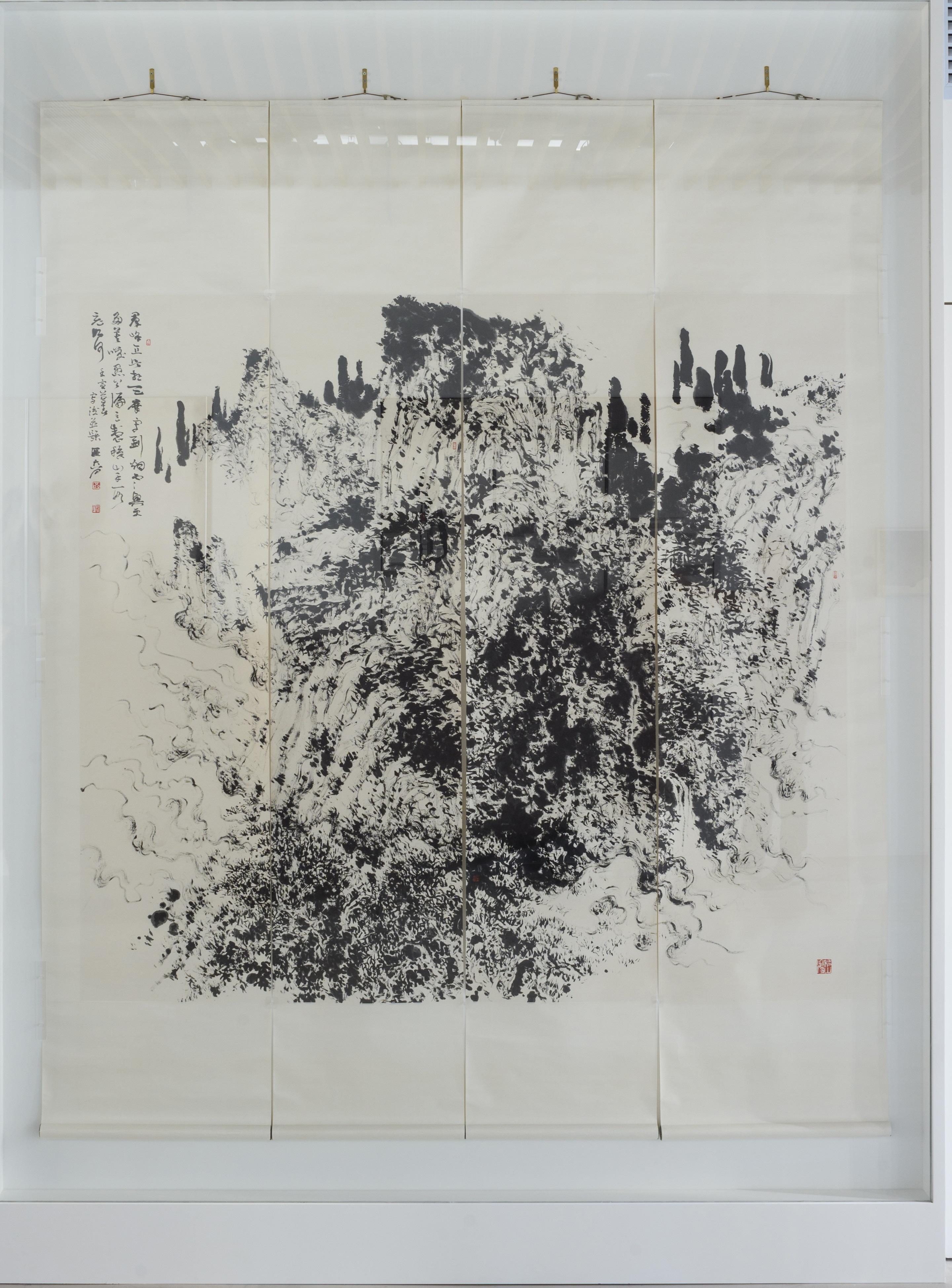「古早策展人系列：皴──中國山水畫的文化符號」作品由即日（十二月九日）起於油街玻璃屋展出。圖示藝術家區大為的作品《移山手段》。