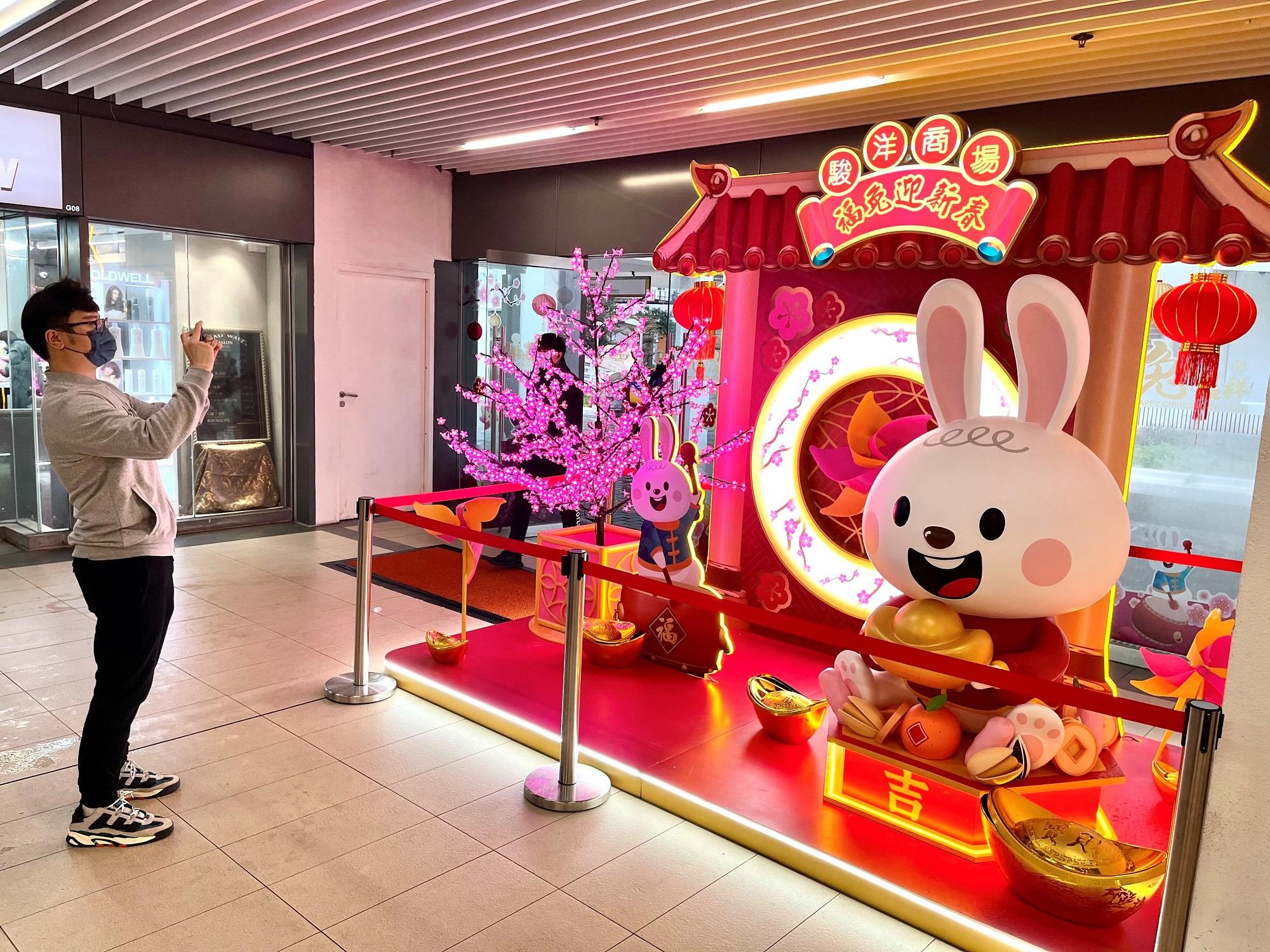 香港房屋委員會轄下沙田駿洋商場的新年布置，為巿民和顧客帶來新年好意頭，亦讓大家拍照「打卡」。