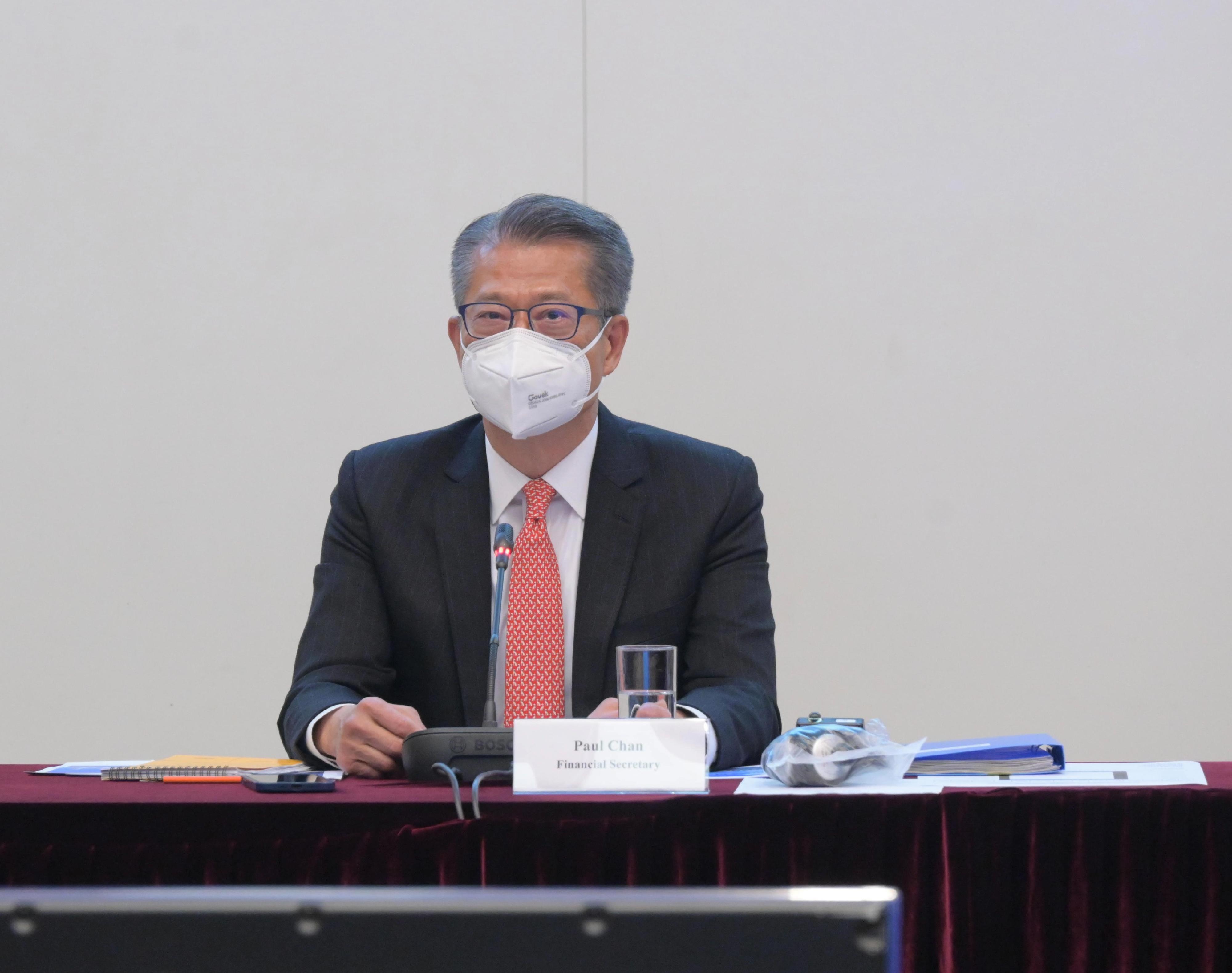 財政司司長陳茂波在今日（一月三十一日）首次舉行的「推廣香港新優勢專責小組」會議上發言。