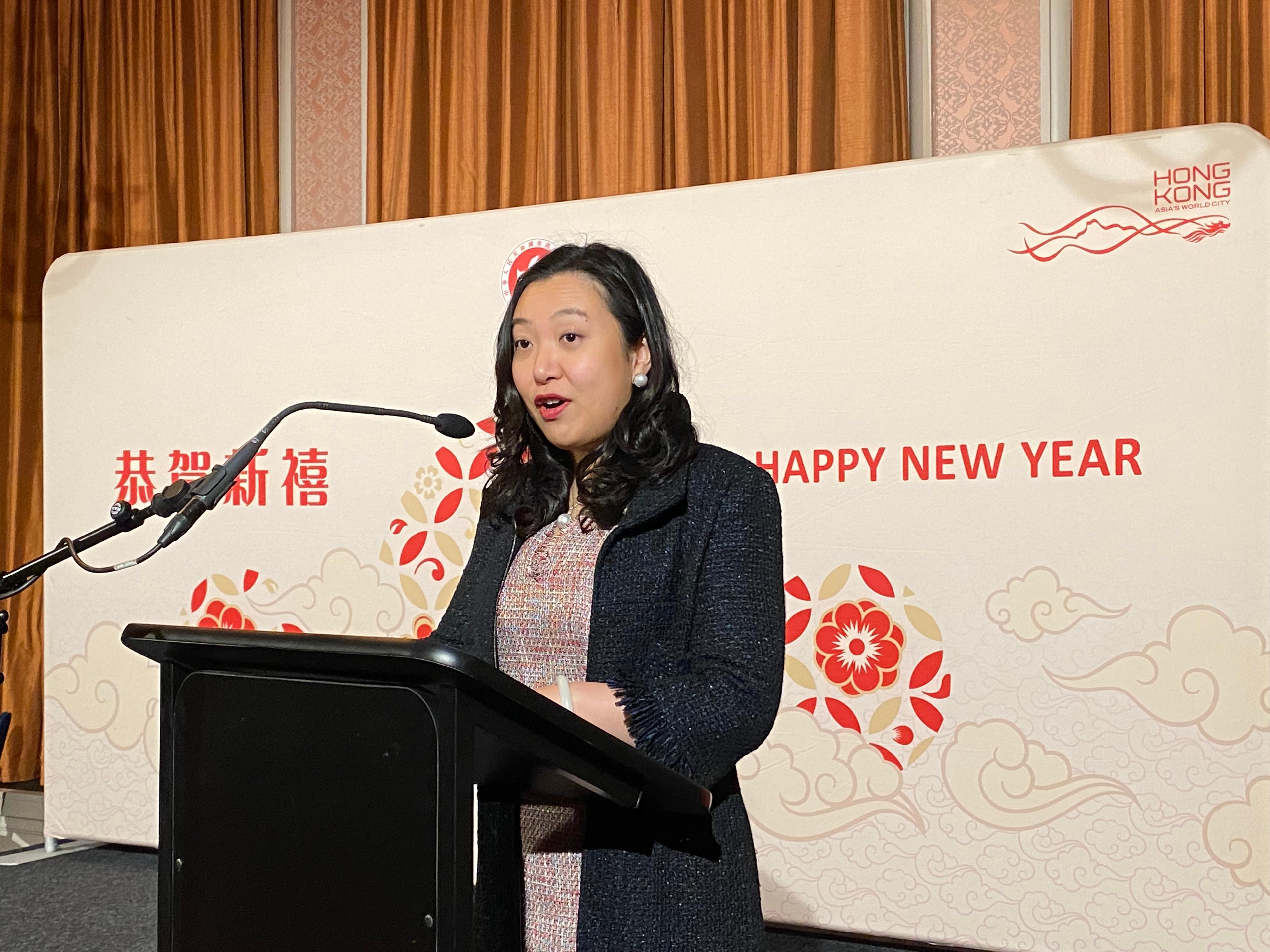 The Acting Special Representative for Hong Kong Economic and Trade Affairs to the European Union, Miss Grace Li, addressed guests at the Chinese New Year reception in The Hague on January 25 (Luxembourg time).