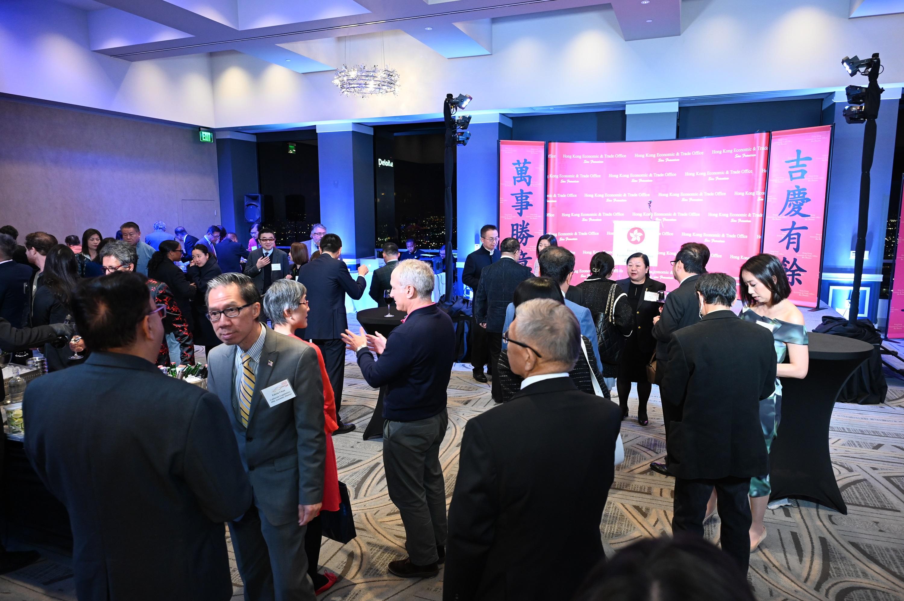 Nearly 600 guests in California, Washington and Texas, including consulate general representatives, local officials and members of academia and business as well as community leaders, attended the spring receptions hosted by the Hong Kong Economic and Trade Office in San Francisco.