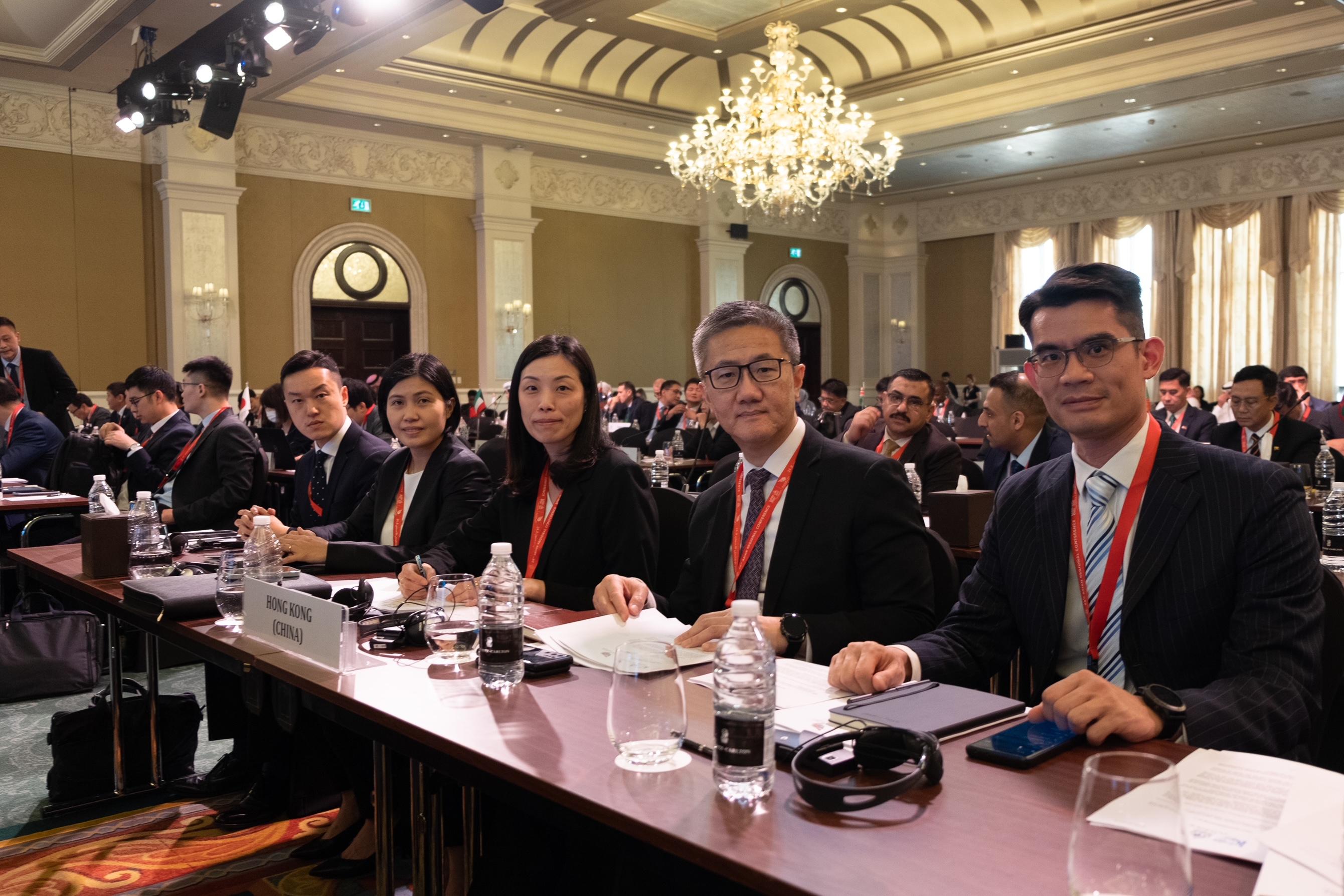 The Commissioner of Police, Mr Siu Chak-yee (second right), led a delegation to attend the 24th INTERPOL Asian Regional Conference in Abu Dhabi, United Arab Emirates, from February 7 to 9.