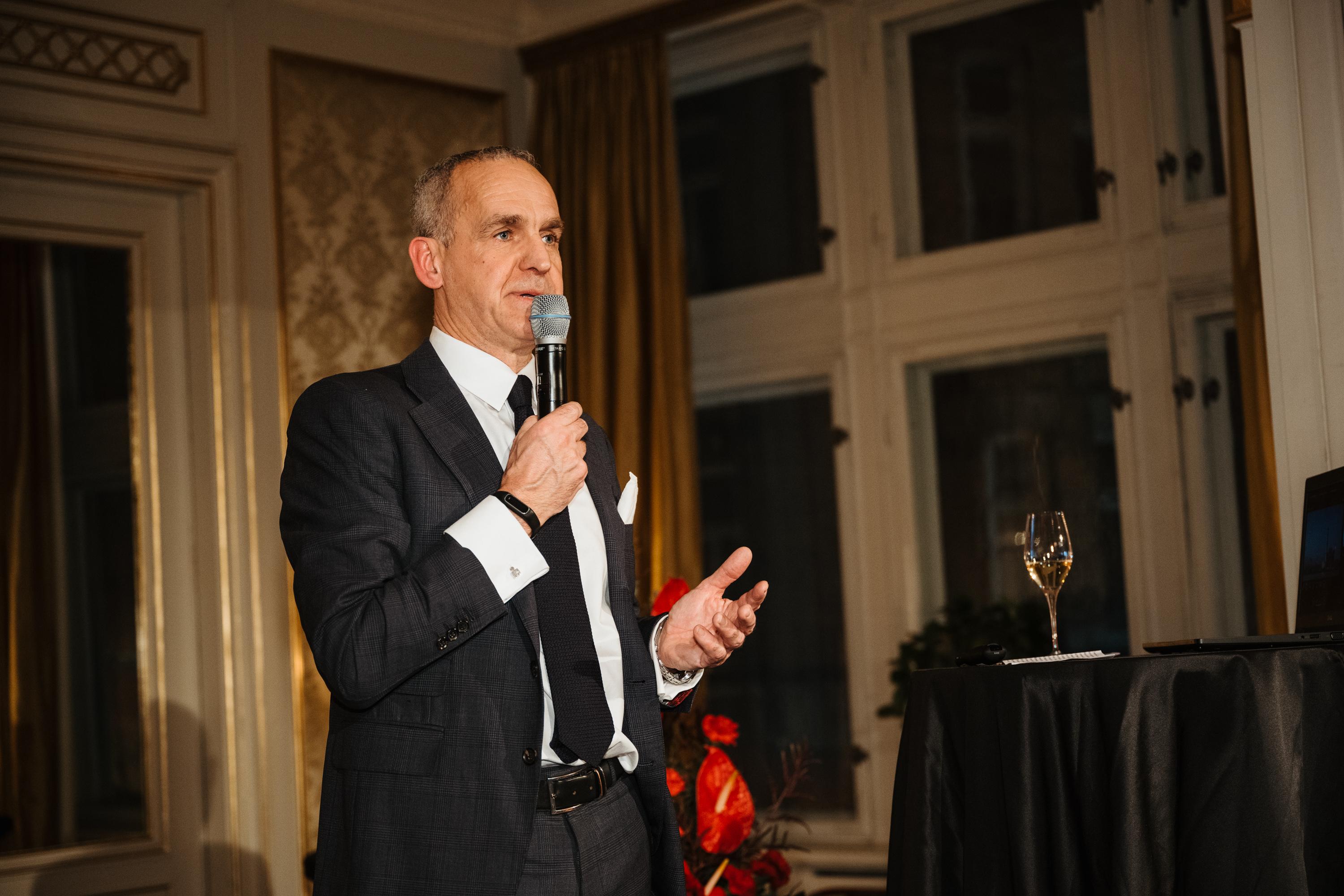 The Hong Kong Economic and Trade Office, London co-hosted receptions in Copenhagen, Denmark, and Stockholm, Sweden, with local business associations on February 7 and 8 respectively for celebrating the Year of the Rabbit. Photo shows the Chairman of the Hong Kong Chamber of Commerce in Sweden, Mr Mats Gerlam, delivering a speech at the Stockholm reception.