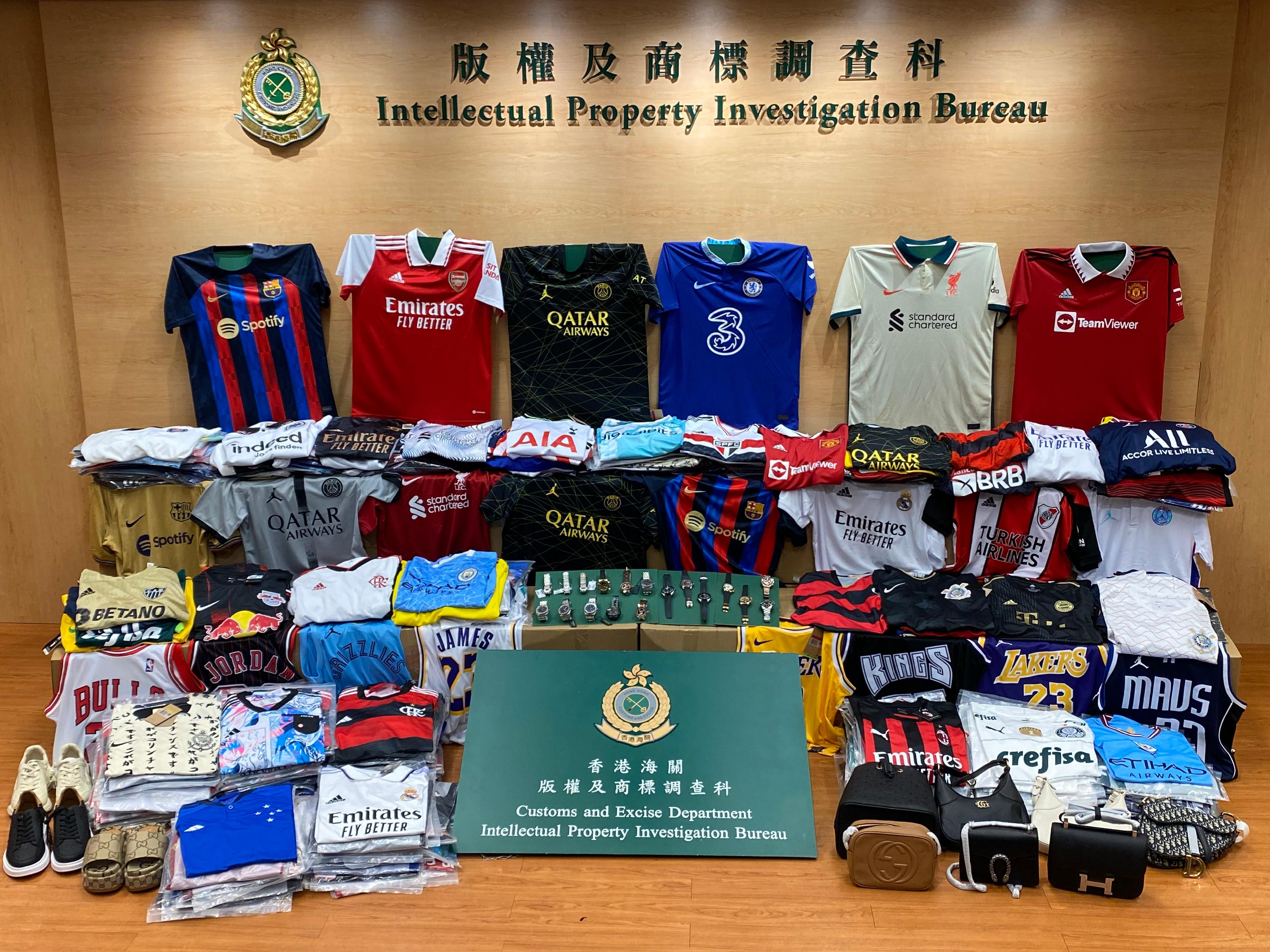 Hong Kong Customs conducted a series of operations to combat different kinds of local and cross-boundary counterfeit goods activities from February 14 to 16. During the operations, Customs seized more than 11 000 items of suspected counterfeit goods with a total estimated market value of about $4.4 million at the Shenzhen Bay Control Point and in Yuen Long. Photo shows some of the suspected counterfeit goods seized.