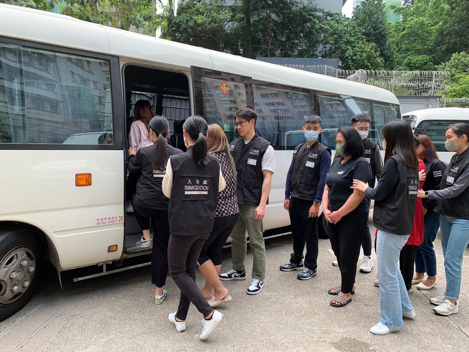 The Immigration Department mounted a series of territory-wide anti-illegal worker operations, including a joint operation with the Hong Kong Police Force and the Labour Department codenamed "Powerplayer" and a joint operation with the Hong Kong Police Force codenamed "Windsand" for four consecutive days from March 13 to yesterday (March 16). Photo shows suspected illegal workers arrested during an operation.
