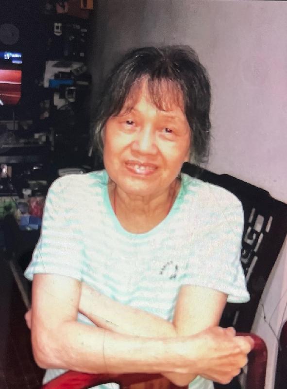 Chan Ying-wan, aged 72, is about 1.5 metres tall, 45 kilograms in weight and of thin build. She has a pointed face with yellow complexion and short grey hair. She was last seen wearing a red long-sleeved down jacket, pink shirt, black trousers and blue sports shoes.

