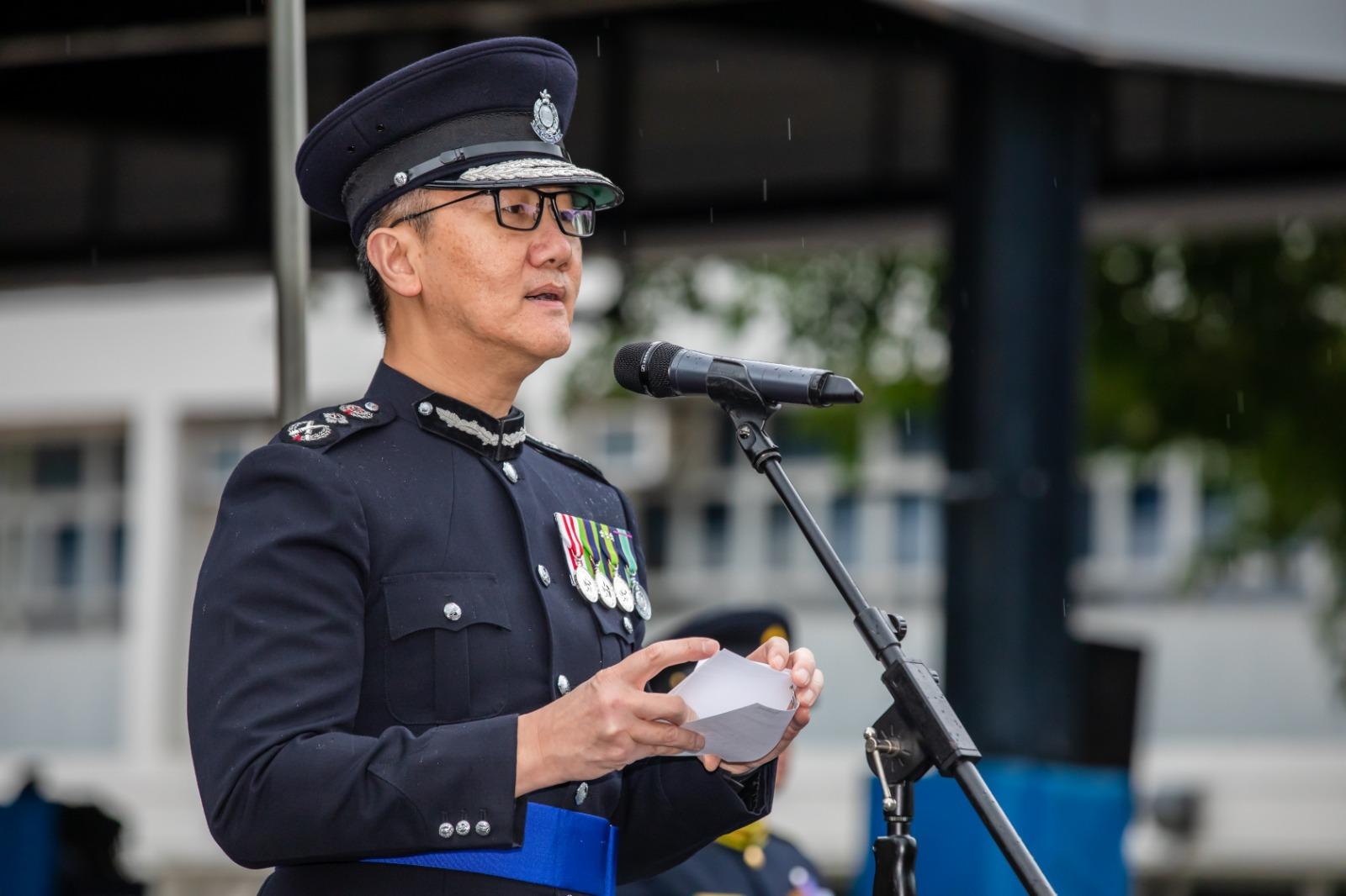 警务处处长萧泽颐今日（三月二十六日）在香港交通安全队六十周年大会操上致辞。 