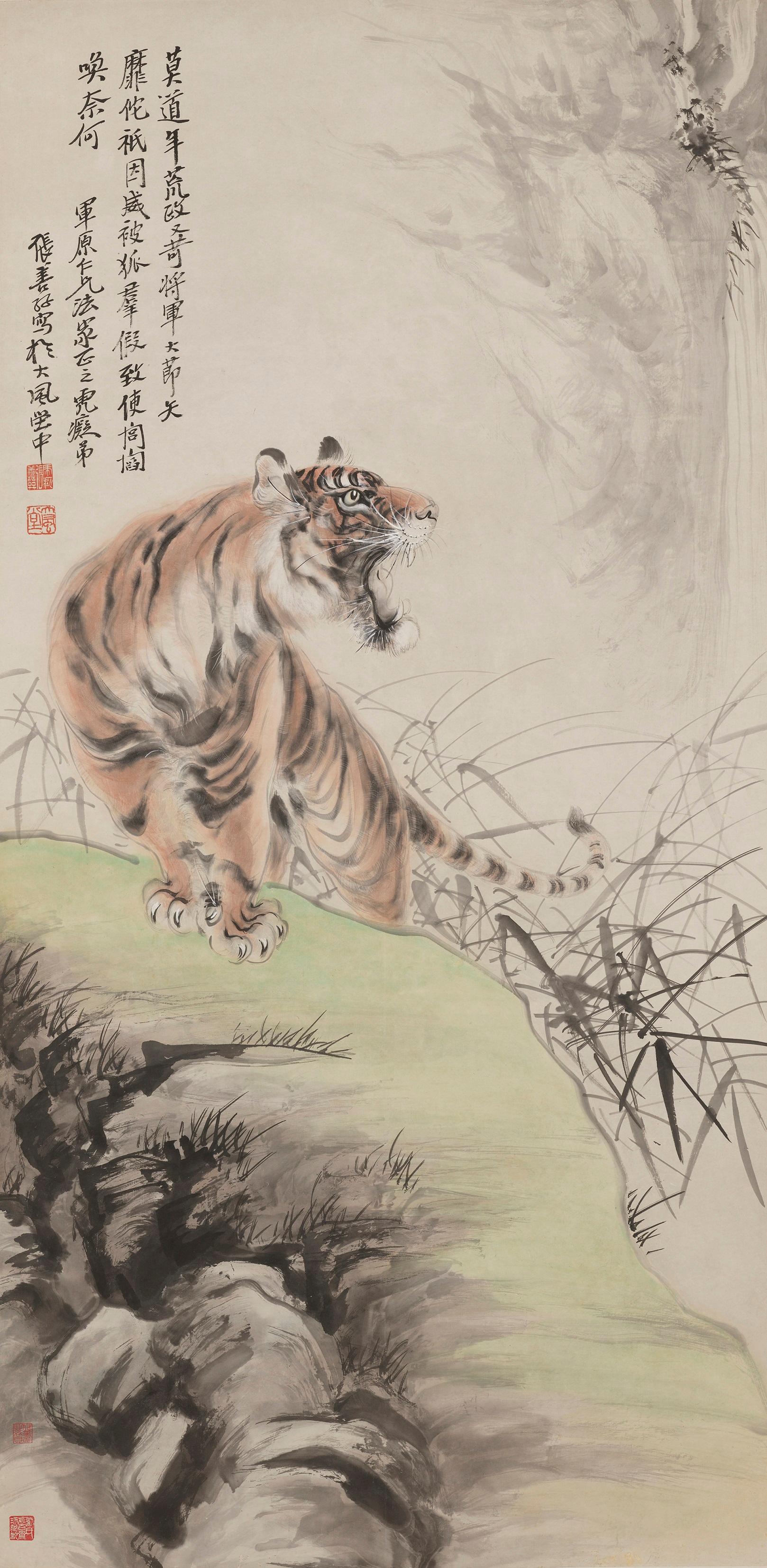 "Love Letters: Everlasting Sentiments from the Xubaizhai Collection" is now on stage at the Hong Kong Museum of Art (HKMoA). With love letters as the theme,  the HKMoA invites audiences to discover the reserved and implicit emotions encapsulated in Chinese paintings and calligraphy. Picture shows "Tiger", the work of Zhang Daqian's elder brother Zhang Shanzi (1882 - 1940).
