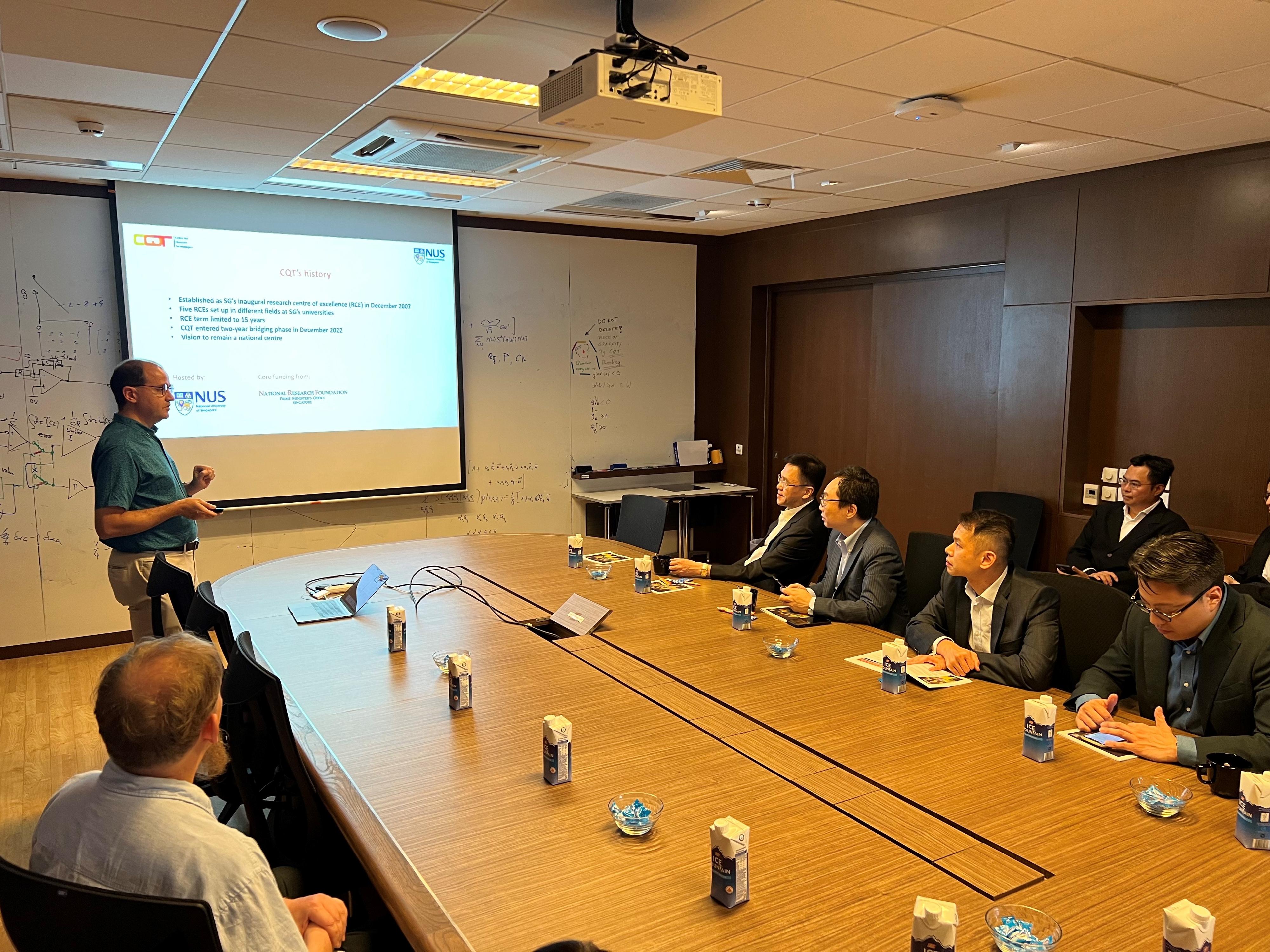 The Secretary for Innovation, Technology and Industry, Professor Sun Dong (fourth right), tours the Centre for Quantum Technologies today (May 22) in Singapore to learn about the country’s quantum ecosystem and the centre’s research and application of quantum technologies.