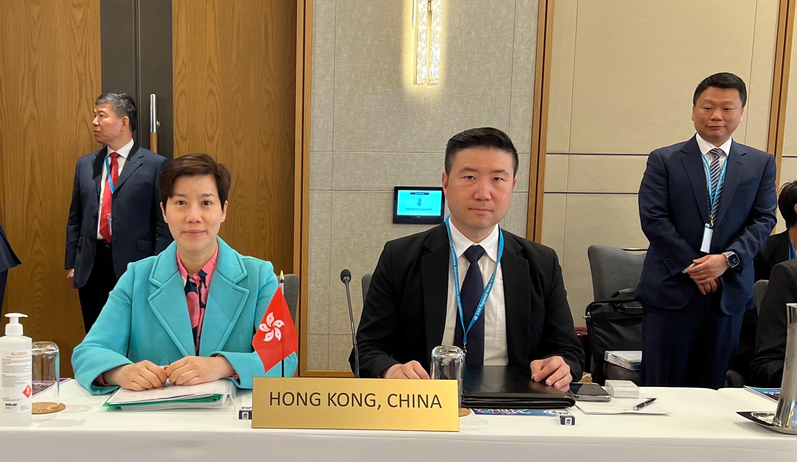 The Commissioner of Customs and Excise, Ms Louise Ho (left), from May 28 to 31, led a delegation to attend the 24th World Customs Organization Asia/Pacific Regional Heads of Customs Administrations Conference in Perth, Australia.