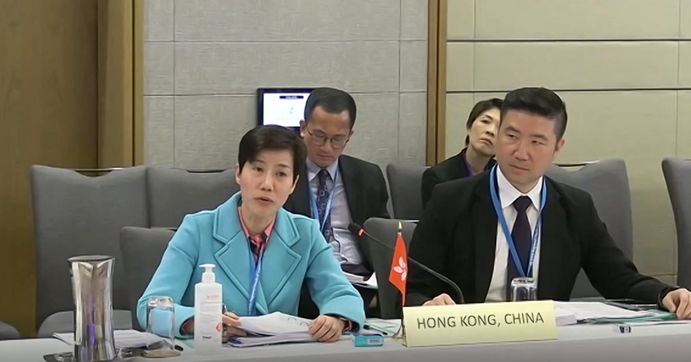 The Commissioner of Customs and Excise, Ms Louise Ho (left), from May 28 to 31, led a delegation to attend the 24th World Customs Organization Asia/Pacific Regional Heads of Customs Administrations Conference in Perth, Australia. Photo shows Ms Ho making a speech in the conference.