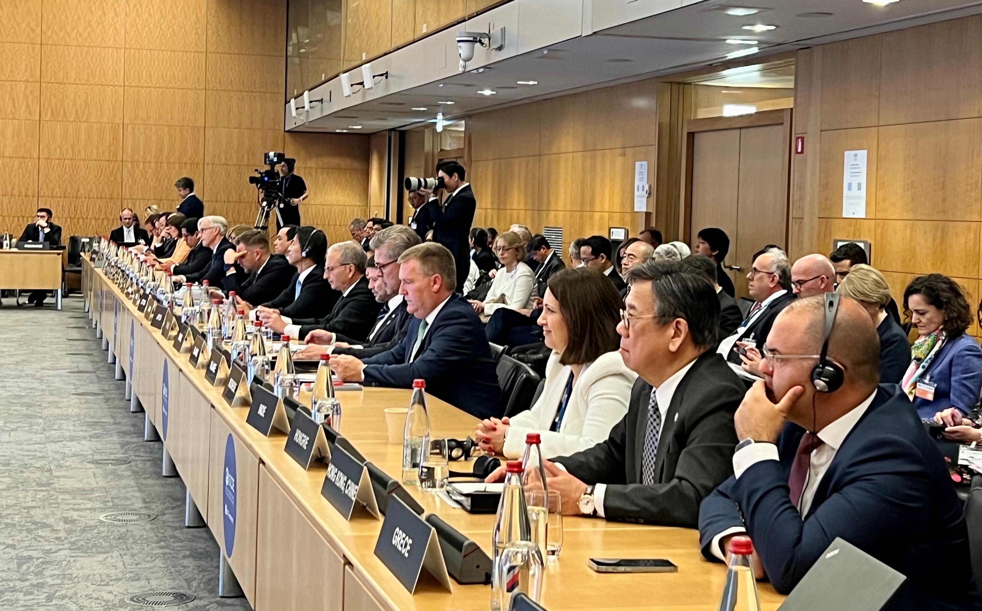 The Secretary for Commerce and Economic Development, Mr Algernon Yau (front row, second right), attends the Ministerial Council Meeting of the Organisation for Economic Co-operation and Development in Paris, France, on June 7 (Paris time).