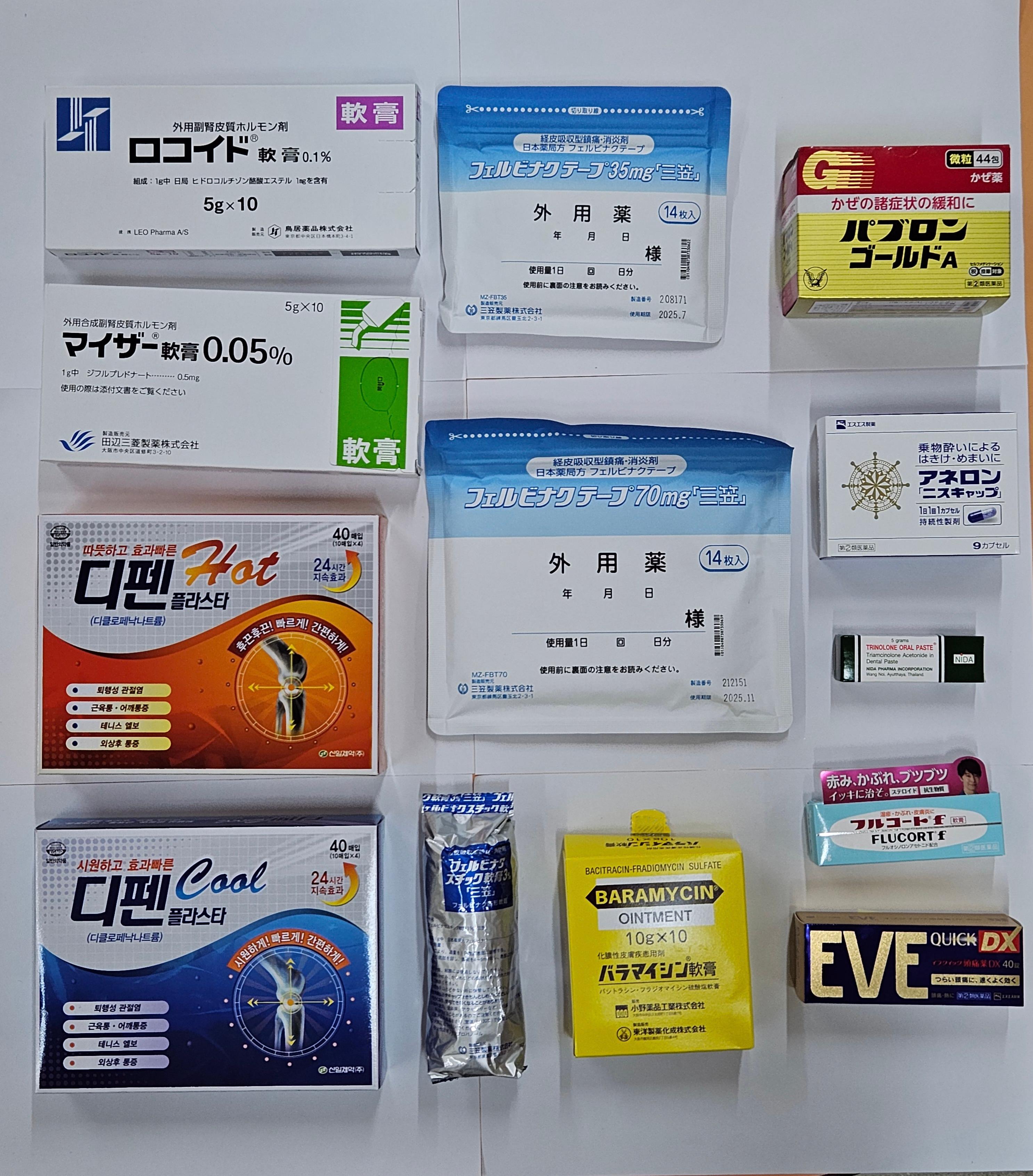 The Department of Health today (June 21) conducted an operation against the suspected illegal sale and possession of unregistered pharmaceutical products, Part 1 poisons and antibiotics. Photo shows the 13 types of relevant medicines seized during the operation, including pain killers, cough and cold medicines, anti-dizziness and antiemetic drugs, as well as external preparations.