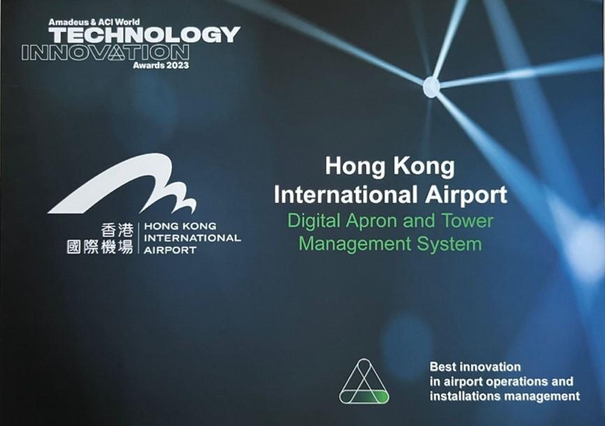 The Digital Apron and Tower Management System, jointly implemented by the Civil Aviation Department and Airport Authority Hong Kong at Hong Kong International Airport, was awarded the 2023 Technology Innovation Awards of the Airports Council International.