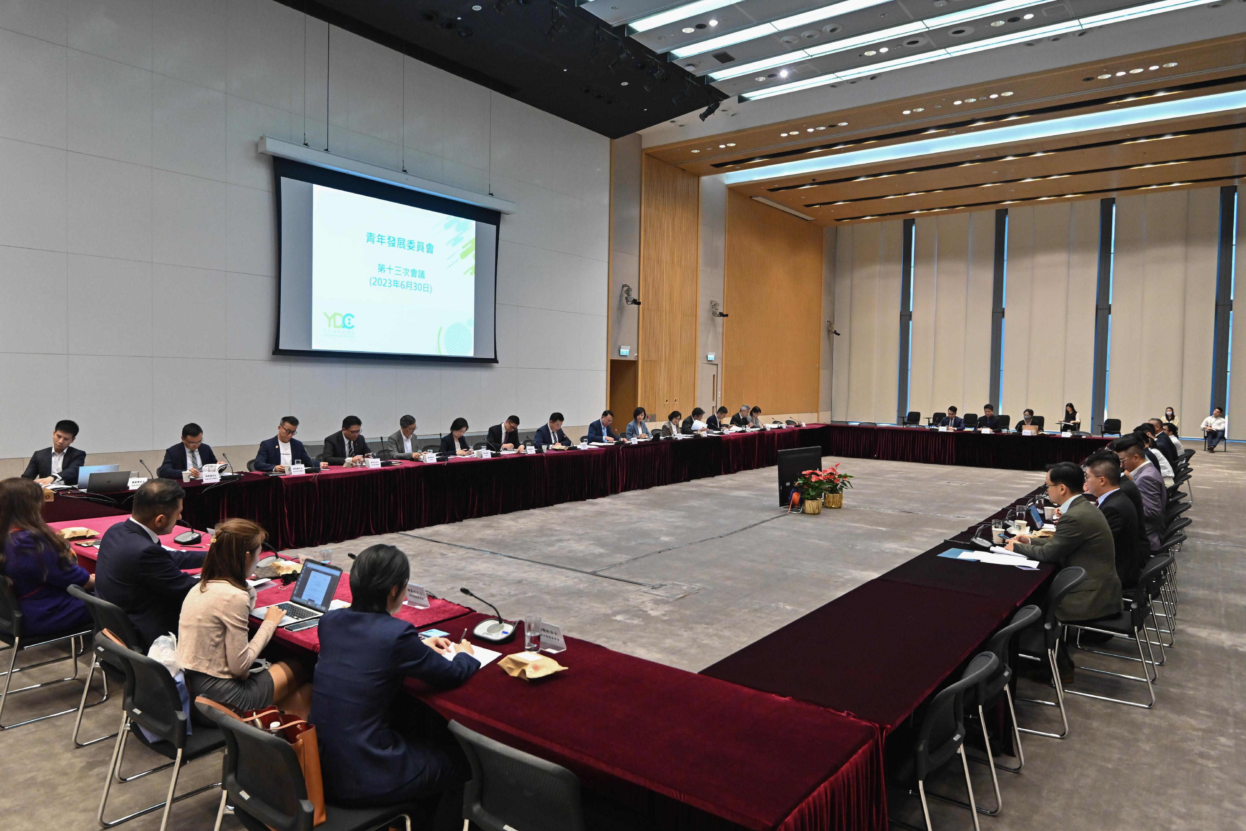 The Chief Secretary for Administration, Mr Chan Kwok-ki, chaired the 13th meeting of the Youth Development Commission at the Central Government Offices today (June 30).
