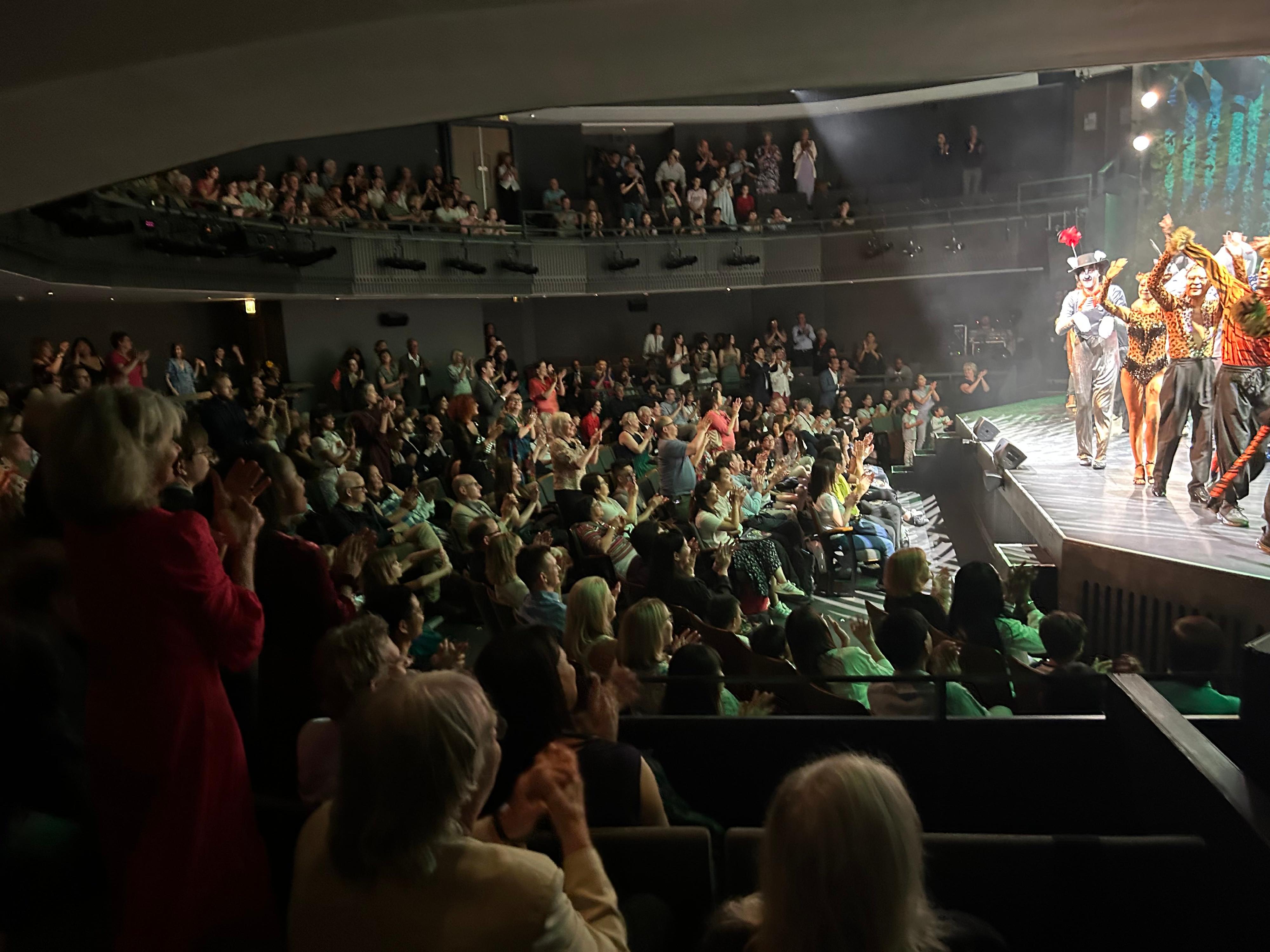 The Hong Kong Economic and Trade Office, London (London ETO) supported the UK premiere of WILD (The Musical), a captivating original production by the City Chamber Orchestra of Hong Kong (CCOHK), at the FUSE International festival at Rose Theatre, London on July 6 and 7 (London time). Photo shows the audience applauding at the end of the performance.