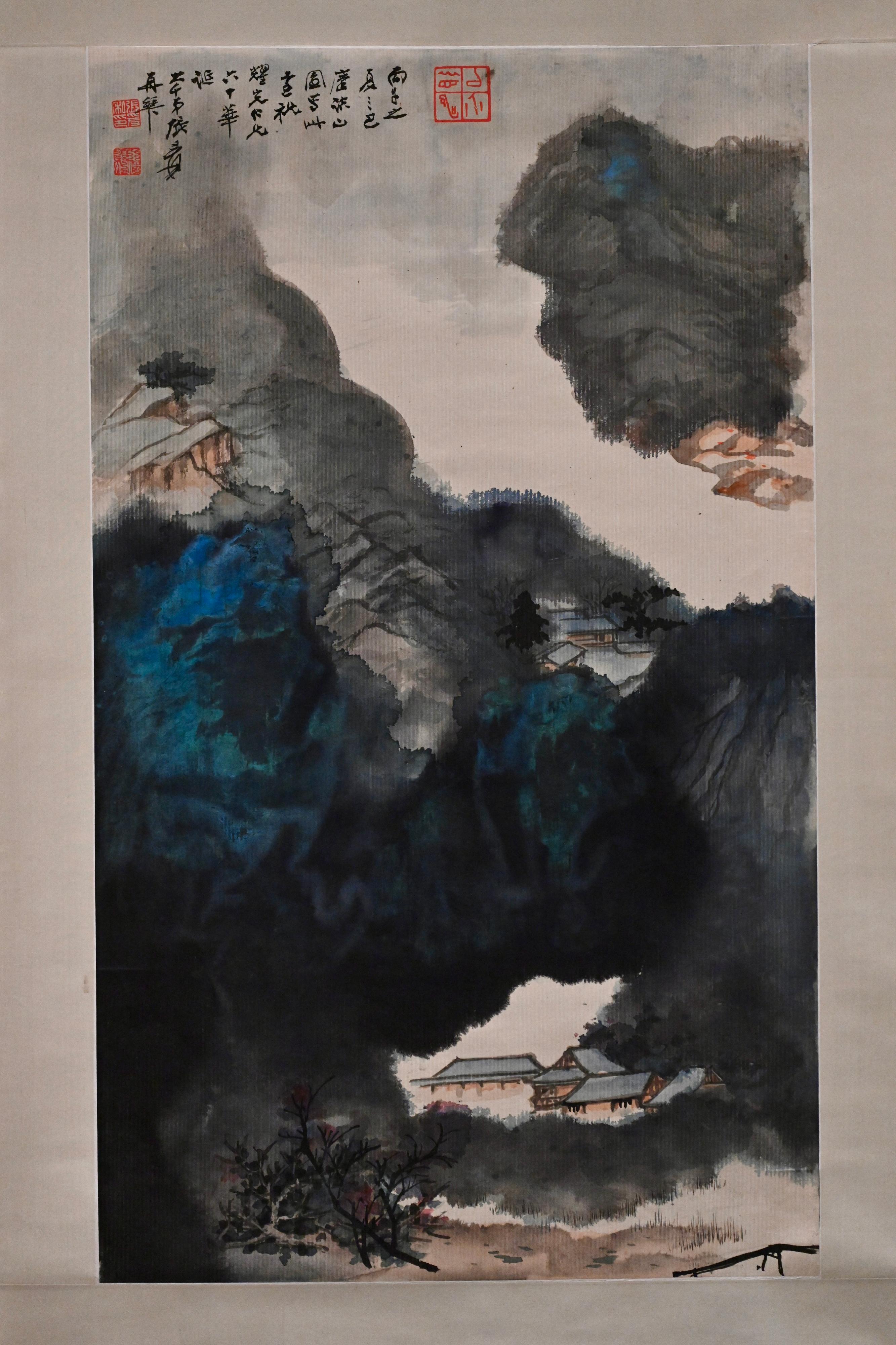「雅慶──給至樂樓主人的生日賀言」展覽明日（七月十四日）起在香港藝術館舉行。圖示張大千送給何耀光的畫作《潑彩山水》。



