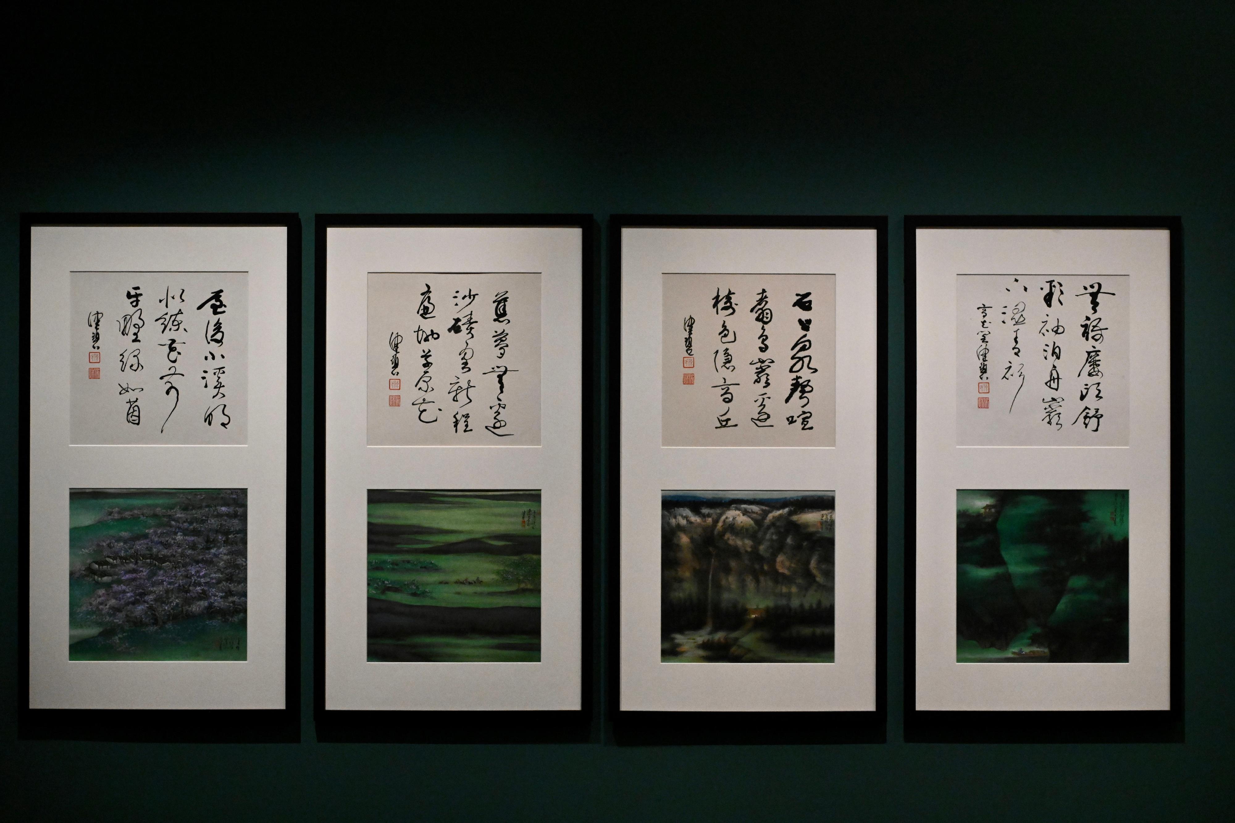"A Match Made in Painting: Selected Works of Xie Zhiliu and Chen Peiqiu from the Jingguanlou Collection" exhibition will be held at the Hong Kong Museum of Art from tomorrow (July 14). Picture shows Chen Peiqiu's "Landscape and calligraphy" album of 12 double leaves (selected).

